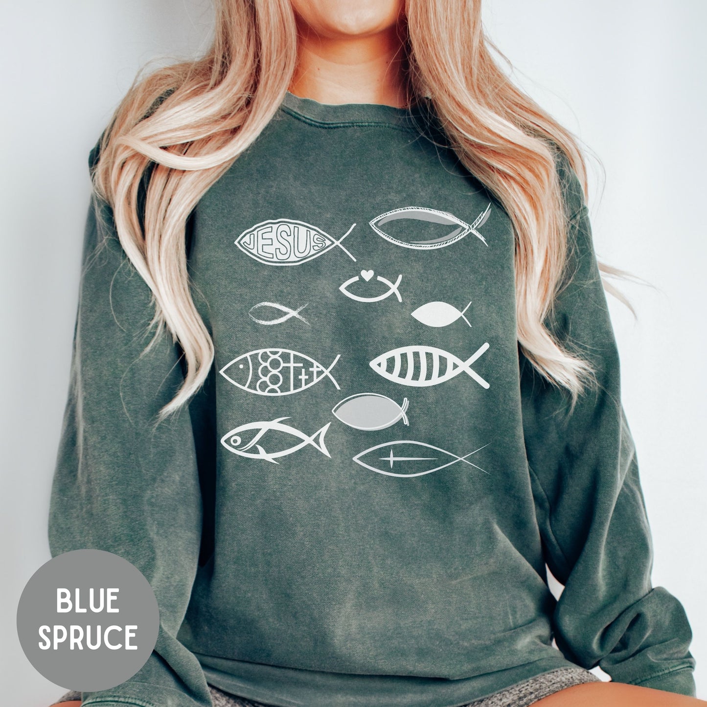 Jesus Christian Sweatshirt, Christian fish sweater, Trendy Faith Apparel, Bible tee, religious apparel, Christian clothing, Christian gift.