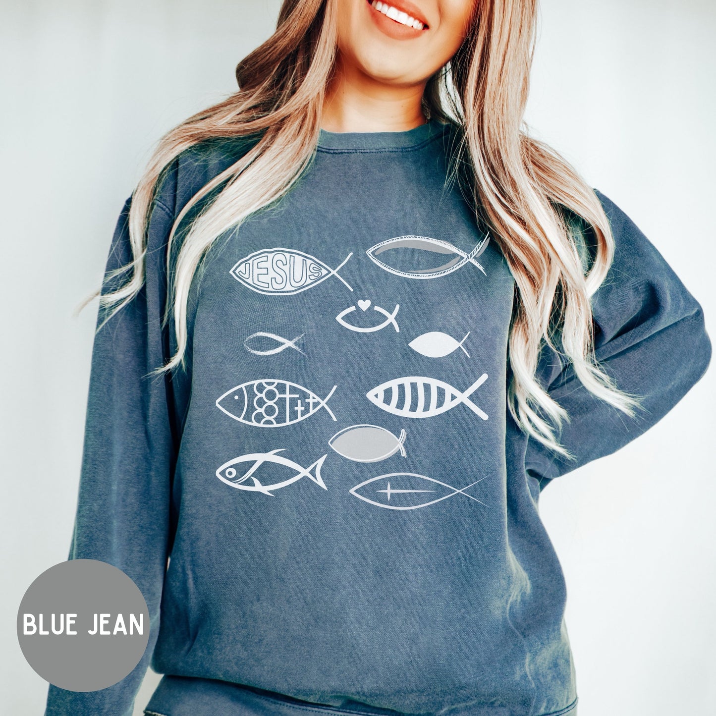 Jesus Christian Sweatshirt, Christian fish sweater, Trendy Faith Apparel, Bible tee, religious apparel, Christian clothing, Christian gift.