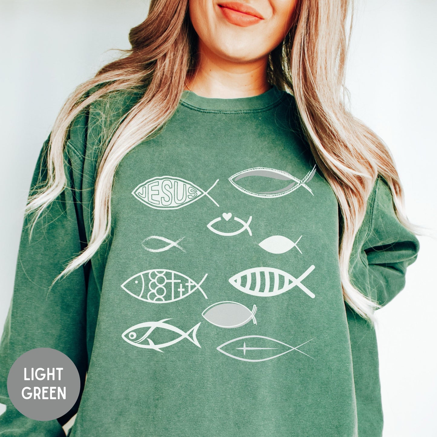 Jesus Christian Sweatshirt, Christian fish sweater, Trendy Faith Apparel, Bible tee, religious apparel, Christian clothing, Christian gift.