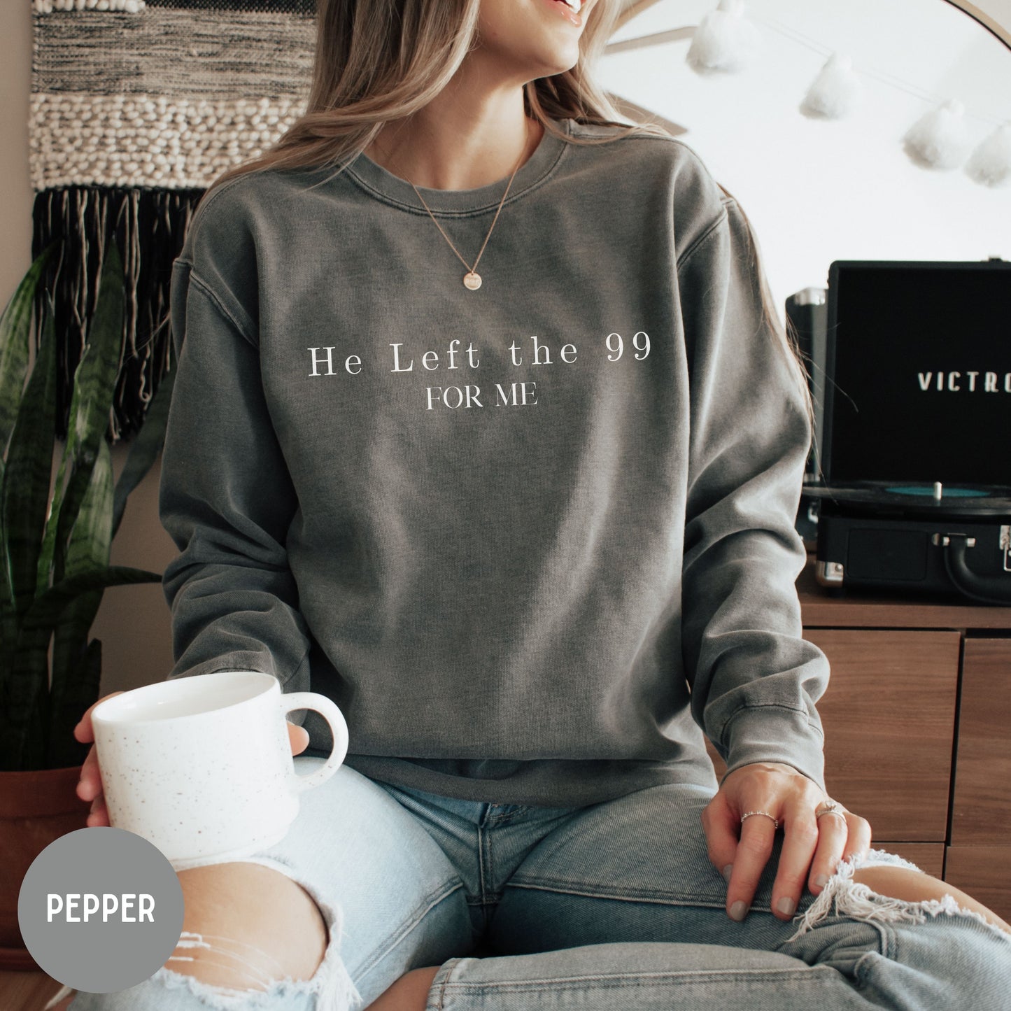 He left the 99 sweatshirt, Jesus shirt,faith shirt, Baptism gift, Church group shirt, Christian gift, Christian sweaters, scripture shirt.