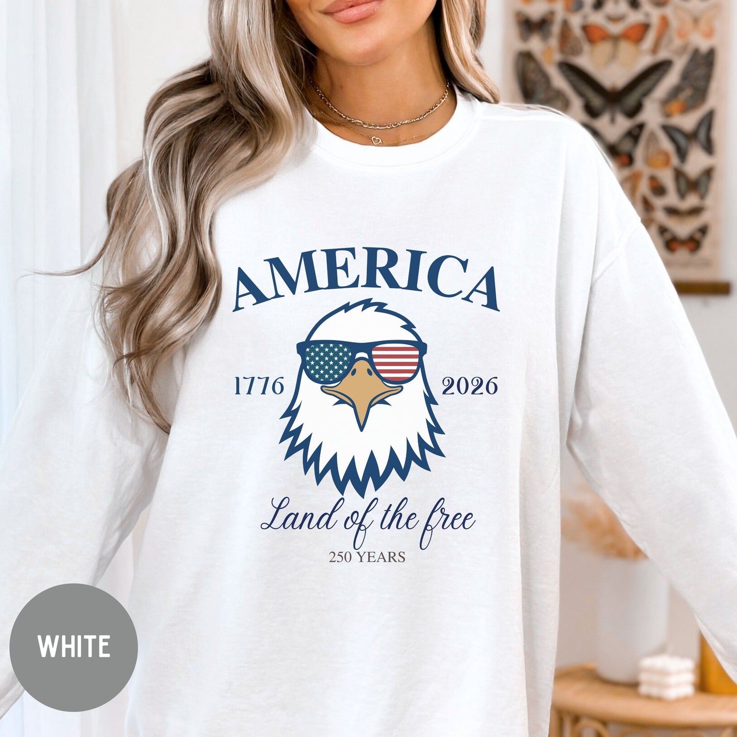 Land of the Free, America 1776-2026 Sweater, Red White Blue, American Eagle Tee, Fourth of July Shirt, Patriotic tee, Stars & Stripes, USA