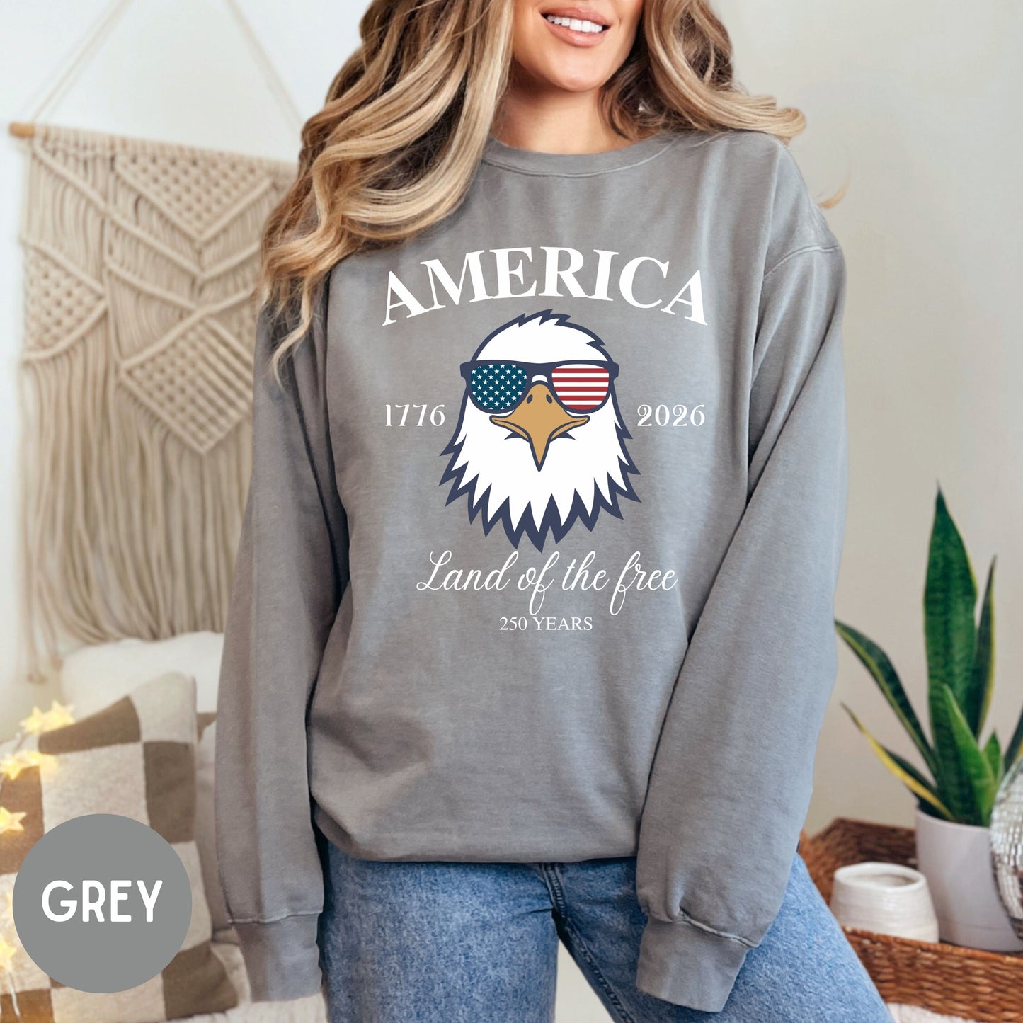 Land of the Free, America 1776-2026 Sweater, Red White Blue, American Eagle Tee, Fourth of July Shirt, Patriotic tee, Stars & Stripes, USA