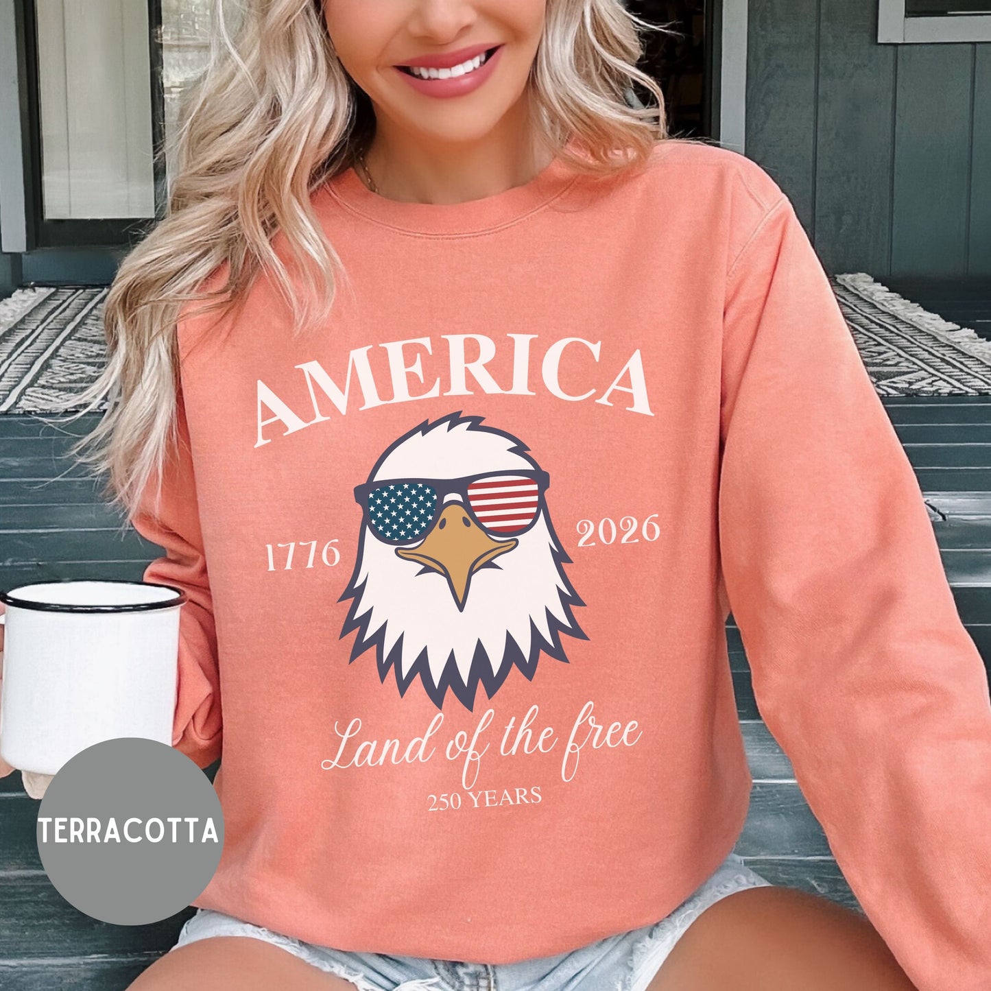Land of the Free, America 1776-2026 Sweater, Red White Blue, American Eagle Tee, Fourth of July Shirt, Patriotic tee, Stars & Stripes, USA