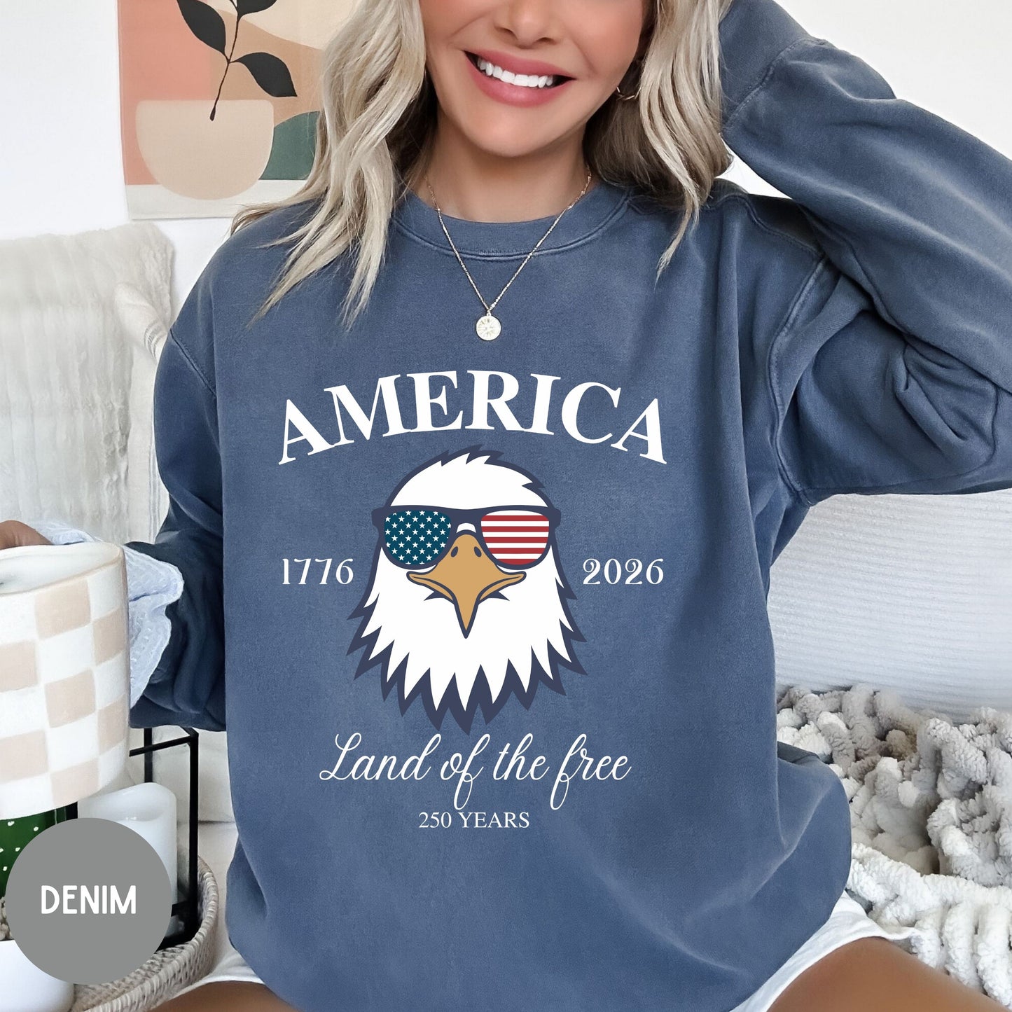 Land of the Free, America 1776-2026 Sweater, Red White Blue, American Eagle Tee, Fourth of July Shirt, Patriotic tee, Stars & Stripes, USA