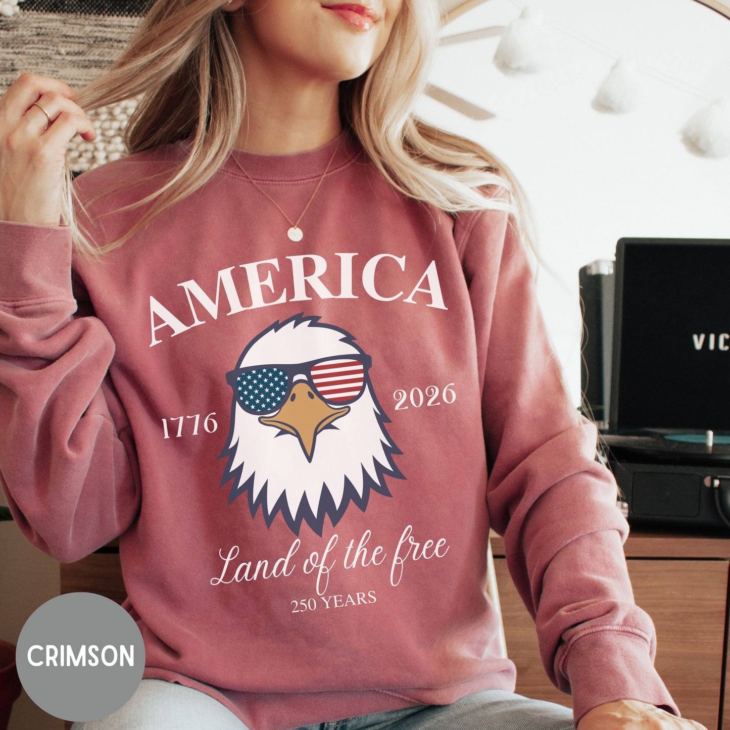 Land of the Free, America 1776-2026 Sweater, Red White Blue, American Eagle Tee, Fourth of July Shirt, Patriotic tee, Stars & Stripes, USA