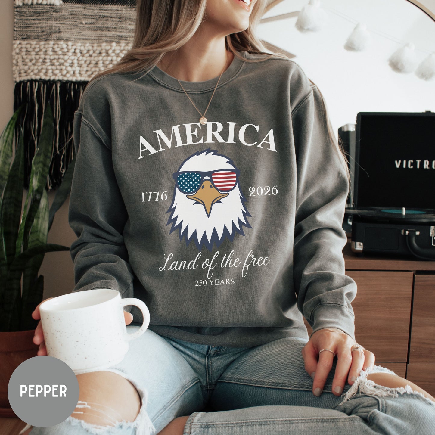 Land of the Free, America 1776-2026 Sweater, Red White Blue, American Eagle Tee, Fourth of July Shirt, Patriotic tee, Stars & Stripes, USA