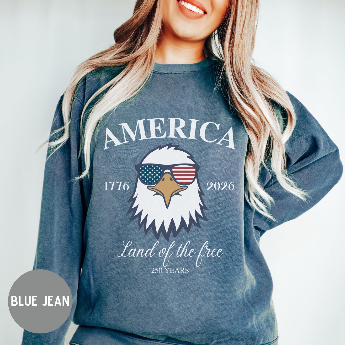 Land of the Free, America 1776-2026 Sweater, Red White Blue, American Eagle Tee, Fourth of July Shirt, Patriotic tee, Stars & Stripes, USA