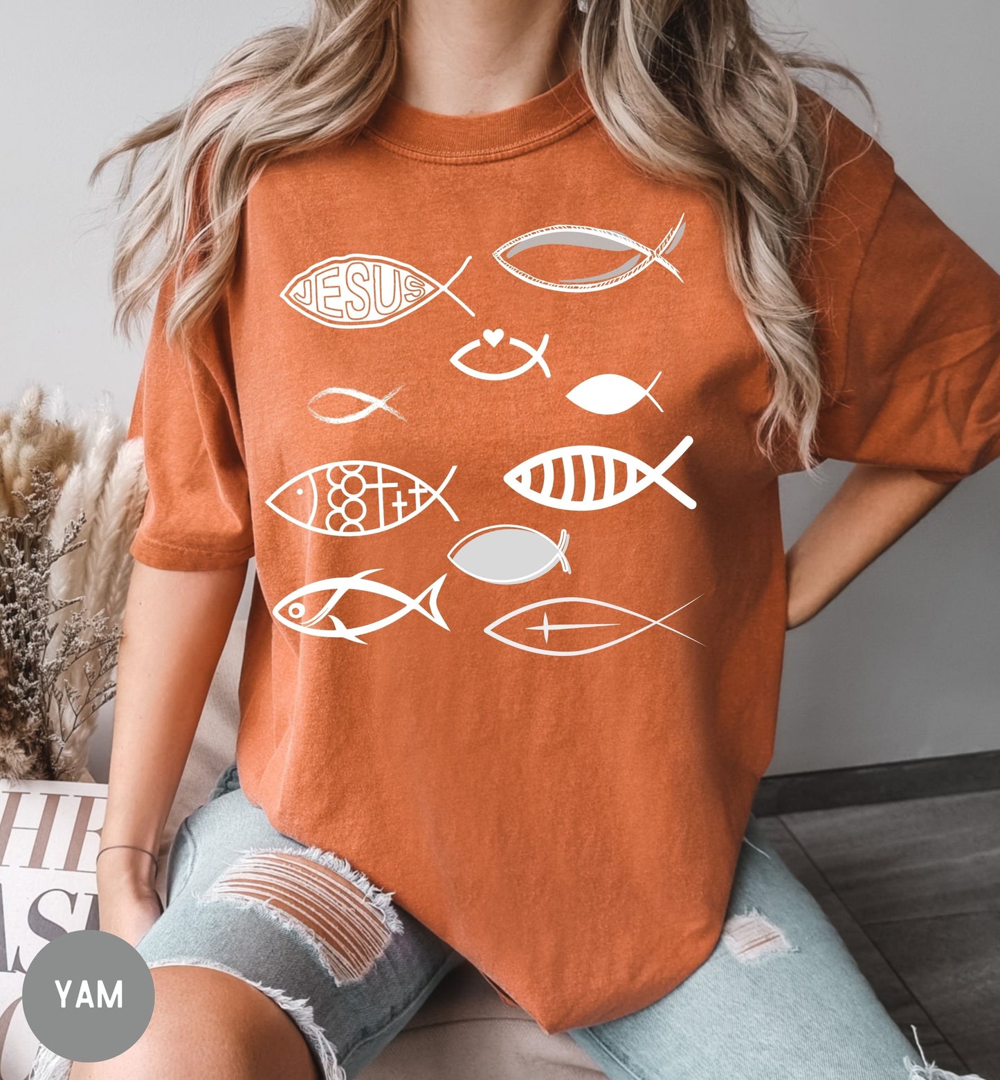 Jesus fish, Bible story -Jesus feeds the 5000, Christian t-shirt, Religious apparel, Faith shirt, Inspirational bible tee, Christian gift.