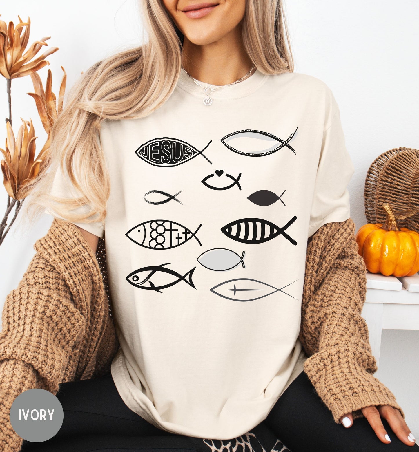 Jesus fish, Bible story -Jesus feeds the 5000, Christian t-shirt, Religious apparel, Faith shirt, Inspirational bible tee, Christian gift.