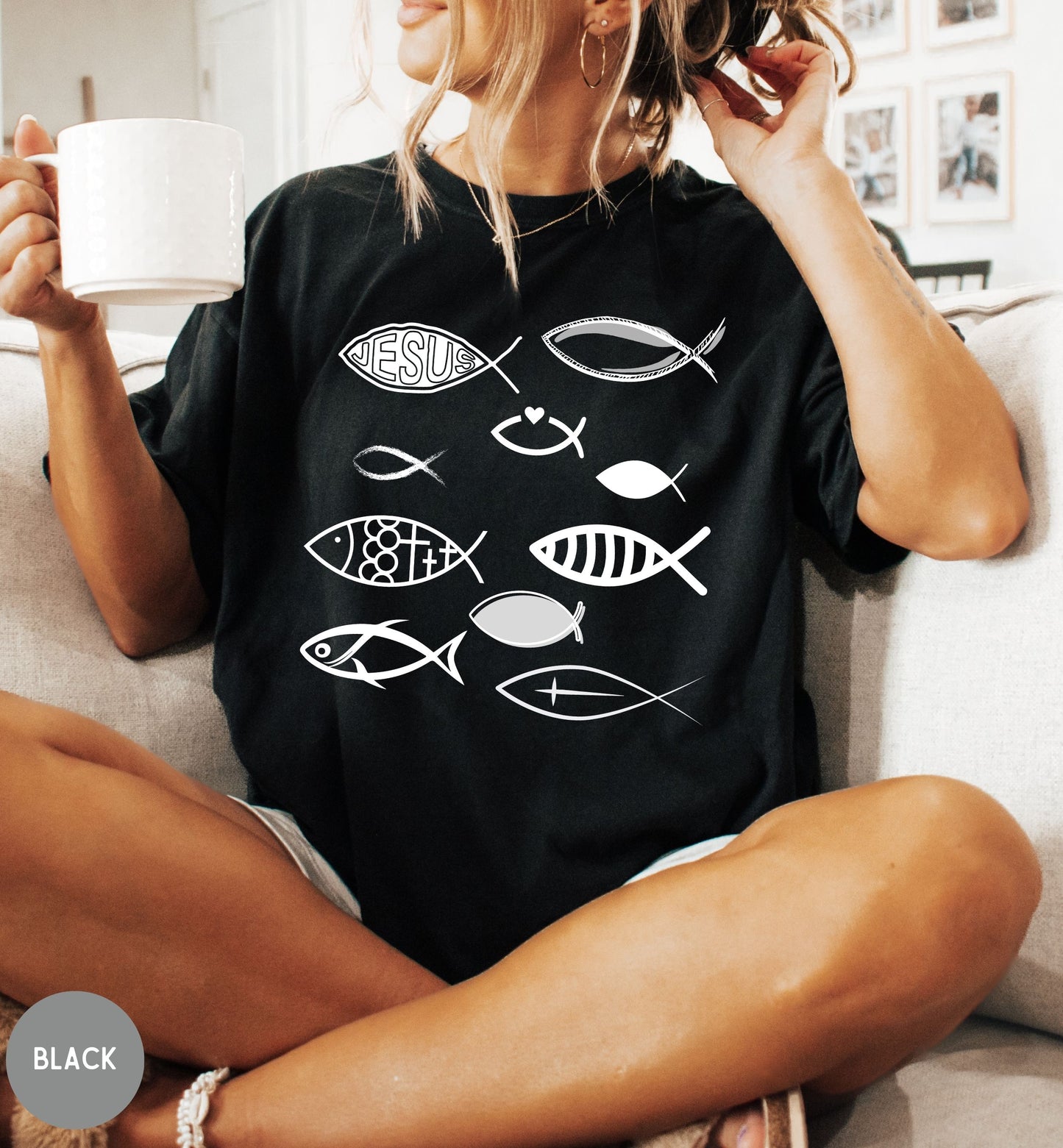 Jesus fish, Bible story -Jesus feeds the 5000, Christian t-shirt, Religious apparel, Faith shirt, Inspirational bible tee, Christian gift.