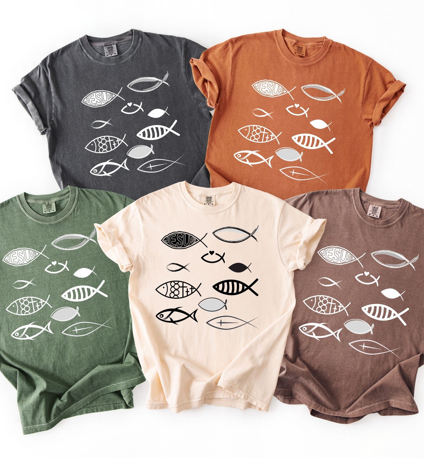Jesus fish, Bible story -Jesus feeds the 5000, Christian t-shirt, Religious apparel, Faith shirt, Inspirational bible tee, Christian gift.
