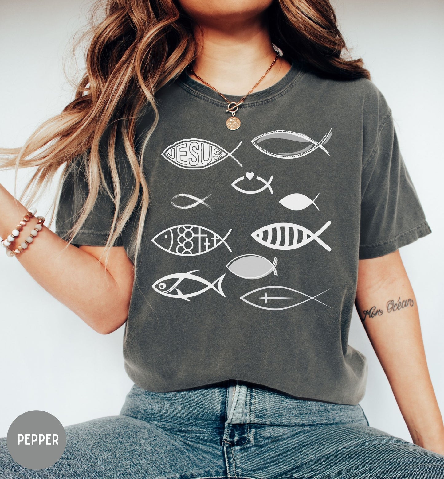 Jesus fish, Bible story -Jesus feeds the 5000, Christian t-shirt, Religious apparel, Faith shirt, Inspirational bible tee, Christian gift.