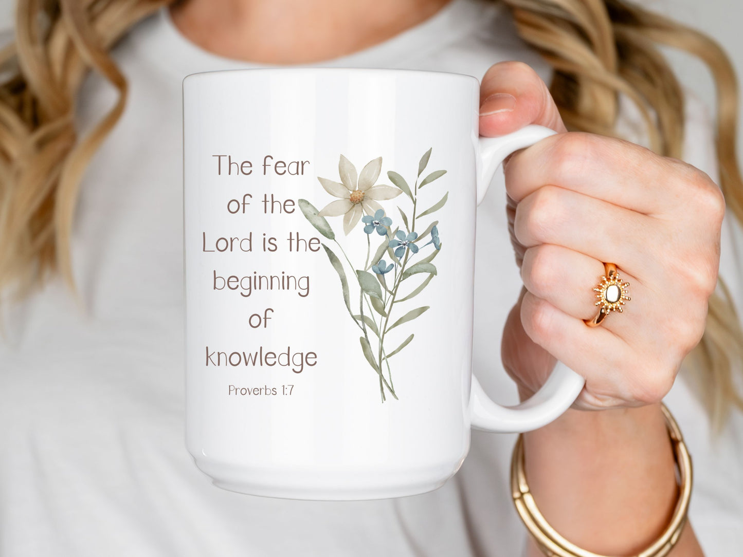 The Fear of the Lord, Christian coffee mug, Proverbs, bible verse, Faith gifts for women, Floral mug for her, Mothers day or birthday gift.