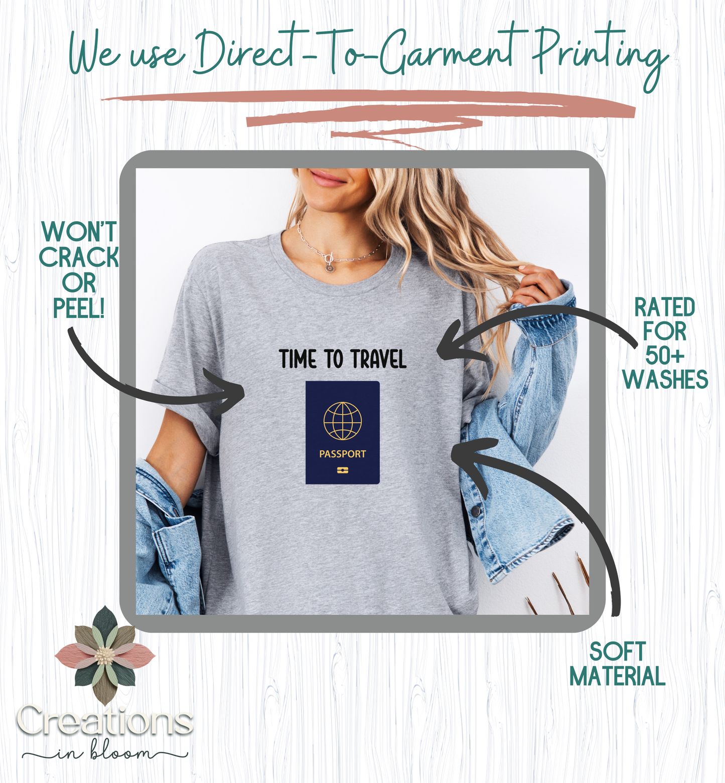 Time to Travel T-Shirt | Passport Graphic Tee | Travel Lover Shirt | Adventure Quote Top | Wanderlust Unisex Travel Tee