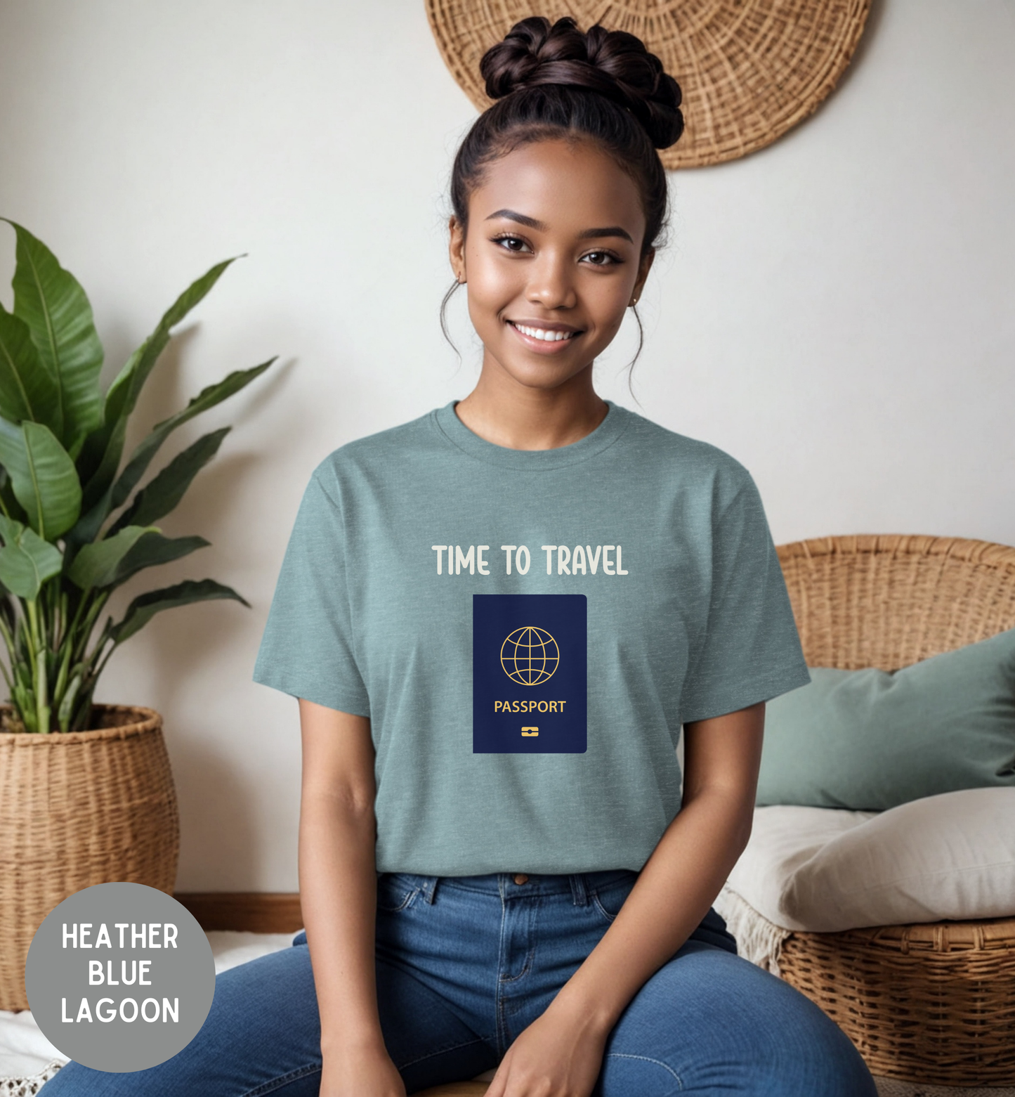Time to Travel T-Shirt | Passport Graphic Tee | Travel Lover Shirt | Adventure Quote Top | Wanderlust Unisex Travel Tee