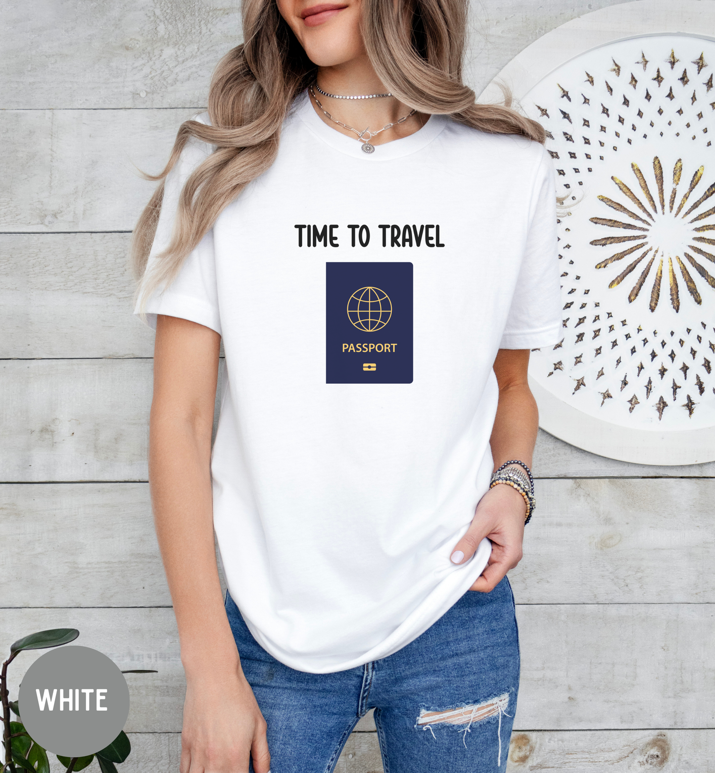 Time to Travel T-Shirt | Passport Graphic Tee | Travel Lover Shirt | Adventure Quote Top | Wanderlust Unisex Travel Tee