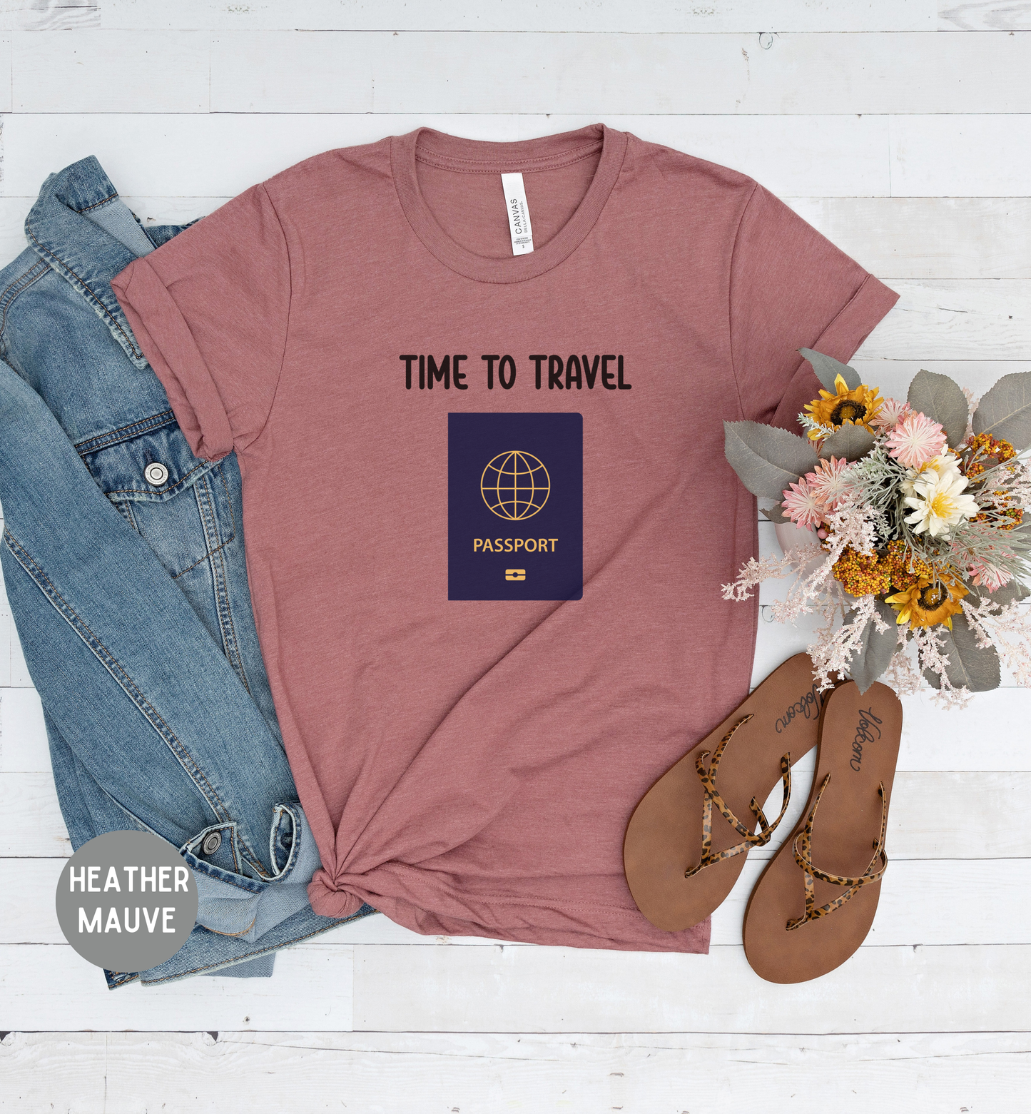 Time to Travel T-Shirt | Passport Graphic Tee | Travel Lover Shirt | Adventure Quote Top | Wanderlust Unisex Travel Tee