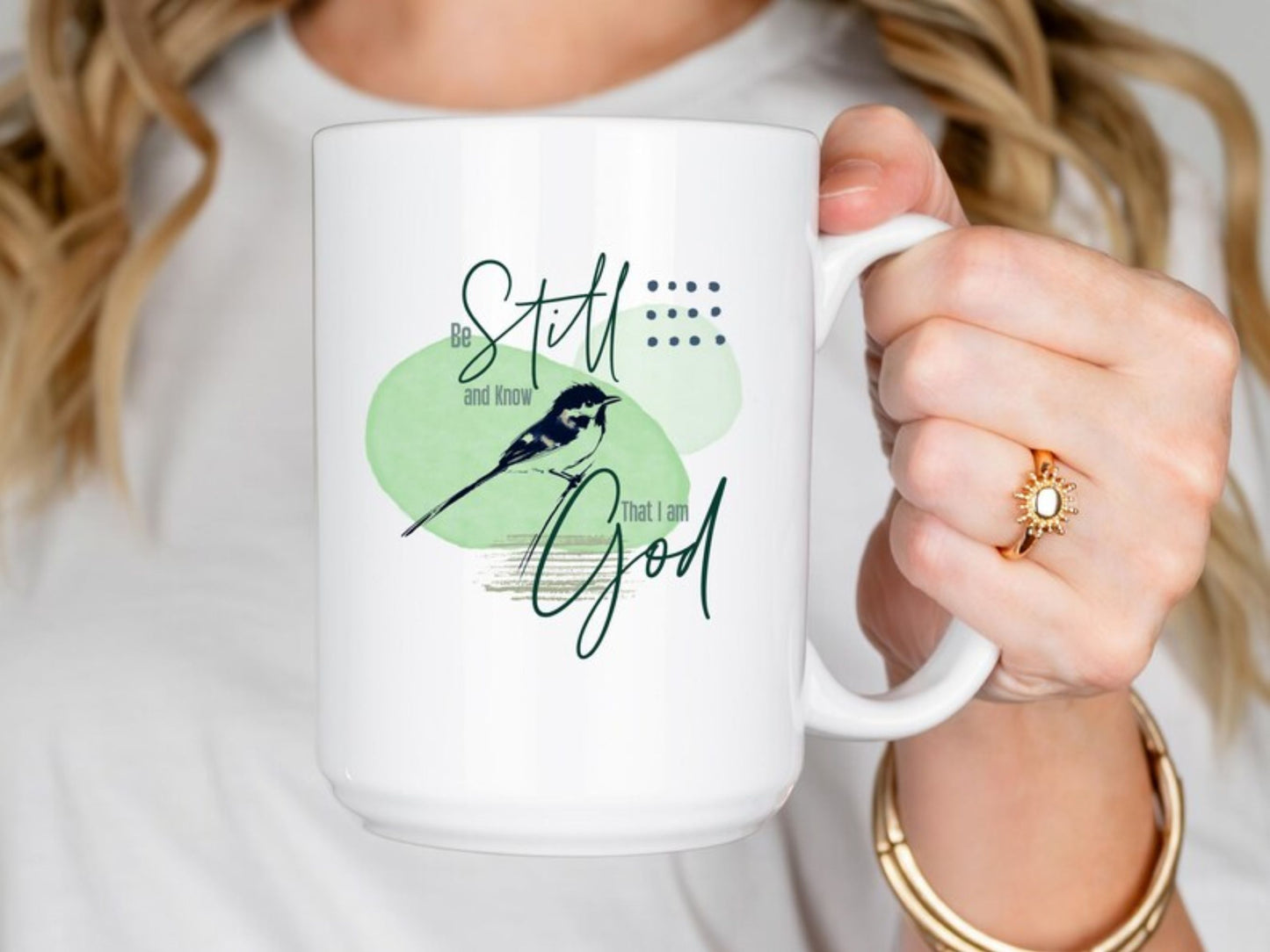Be Still and Know, coffee mug, Boho Bird mug, Bible verse mug, inspirational Christian Faith mug, religious gift, bird or nature lovers mug.