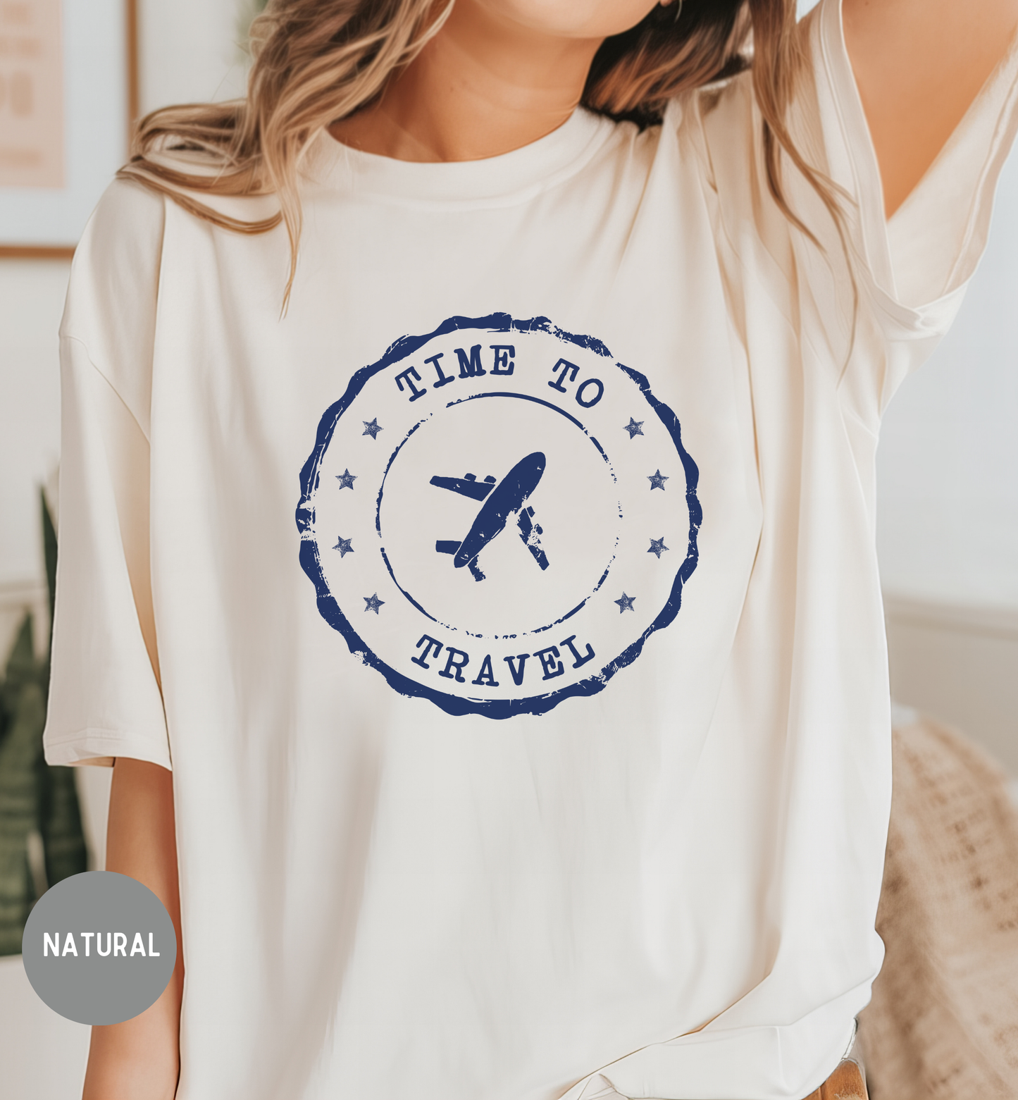 Time to Travel T-Shirt | Vintage Travel Stamp Tee | Wanderlust Graphic Shirt | Adventure Lover Top | Unisex Passport Style Tee