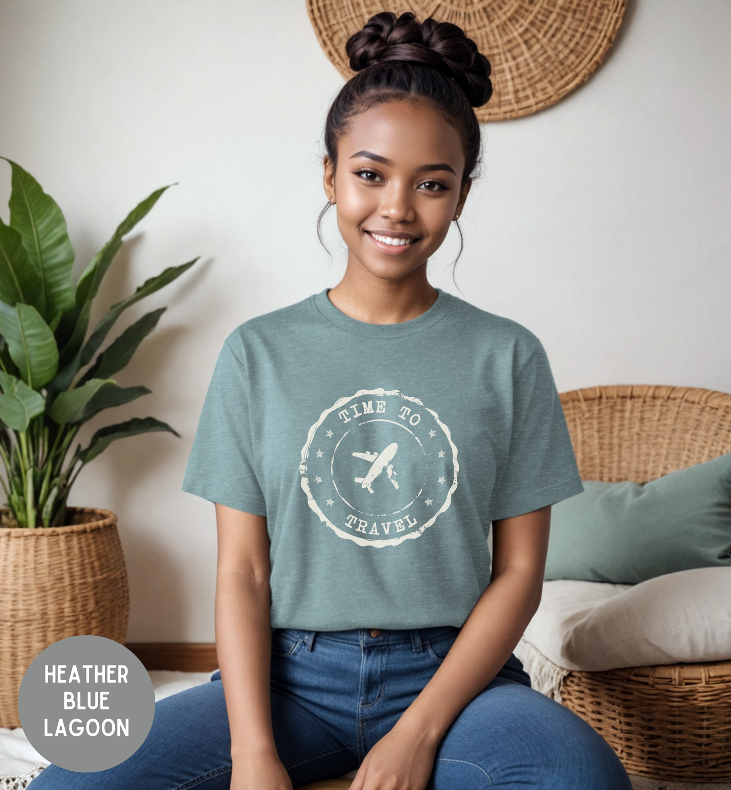 Time to Travel T-Shirt | Vintage Travel Stamp Tee | Wanderlust Graphic Shirt | Adventure Lover Top | Unisex Passport Style Tee