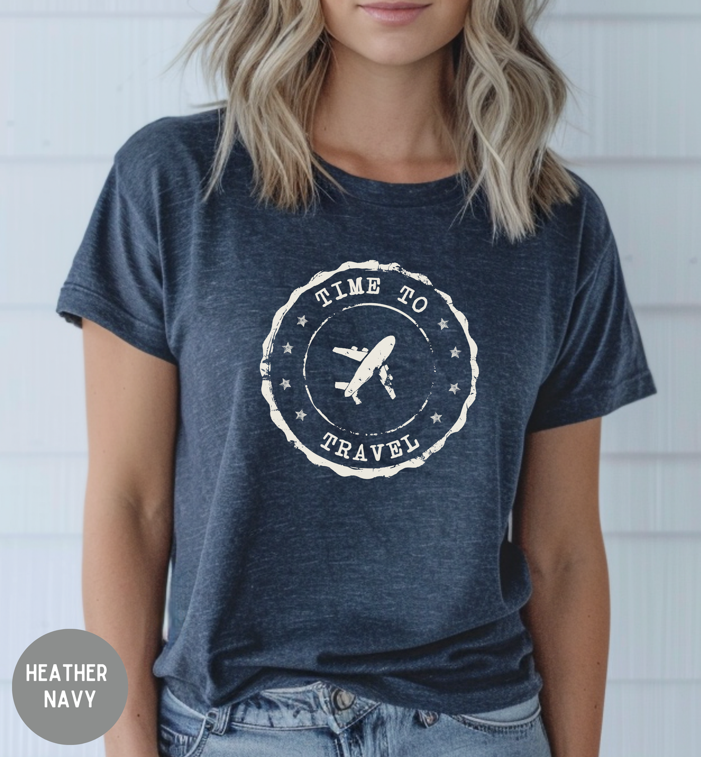 Time to Travel T-Shirt | Vintage Travel Stamp Tee | Wanderlust Graphic Shirt | Adventure Lover Top | Unisex Passport Style Tee