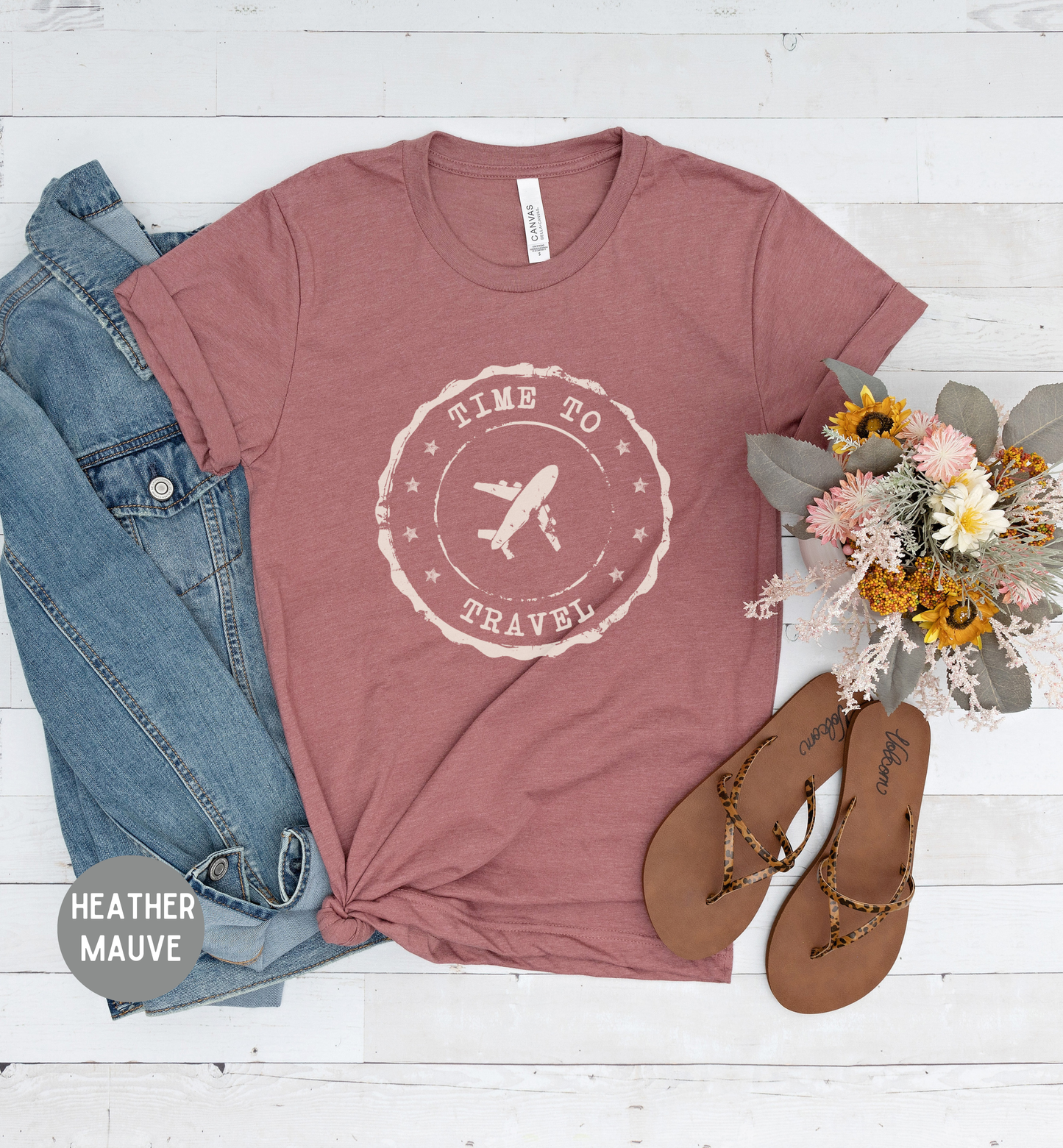 Time to Travel T-Shirt | Vintage Travel Stamp Tee | Wanderlust Graphic Shirt | Adventure Lover Top | Unisex Passport Style Tee