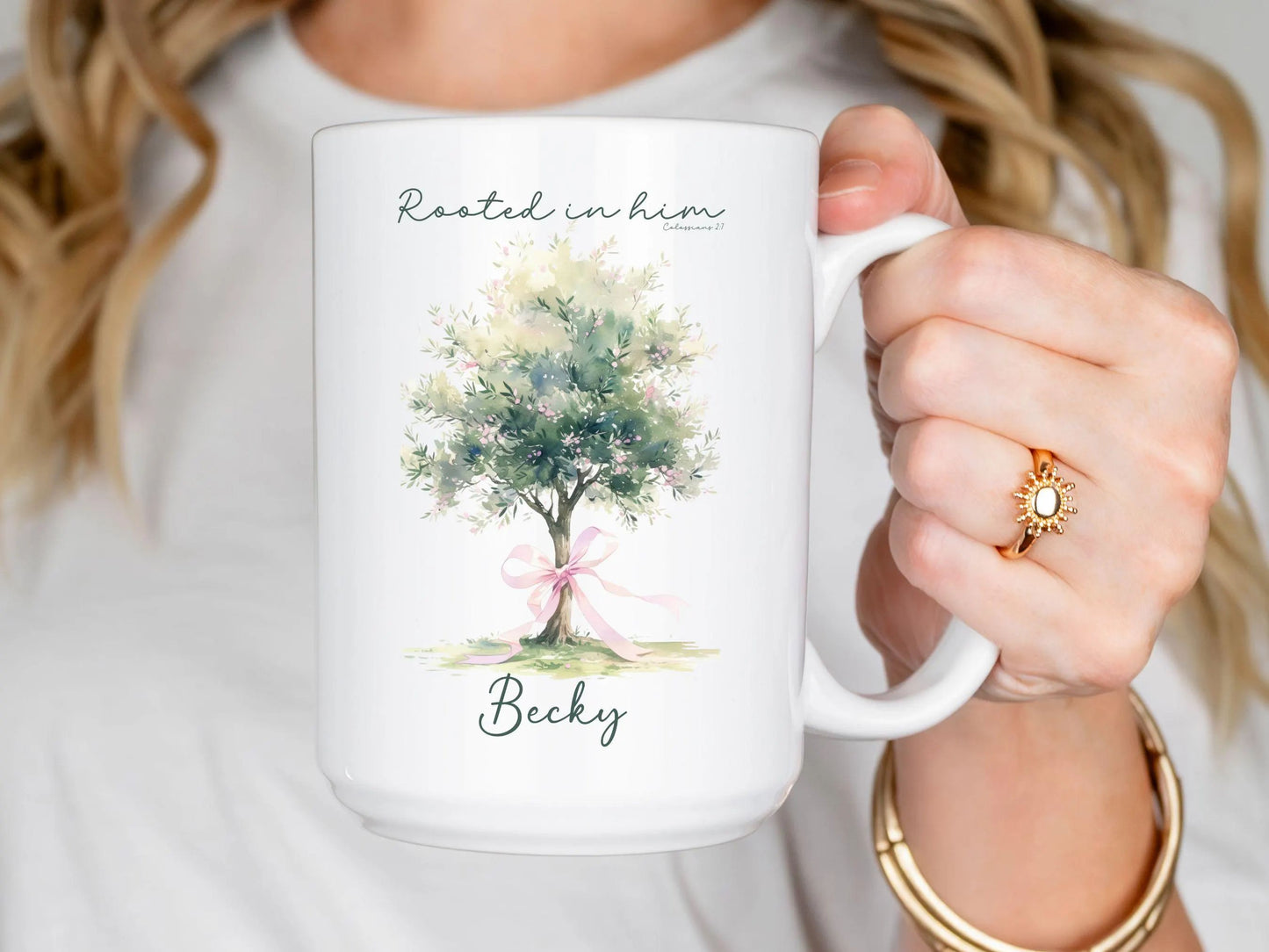 Personalized Coffee mug. Faith mugs, Bible verse mugs, Custom name gifts, Cristian mug, Inspirational gifts, mugs for her, Rooted in him.