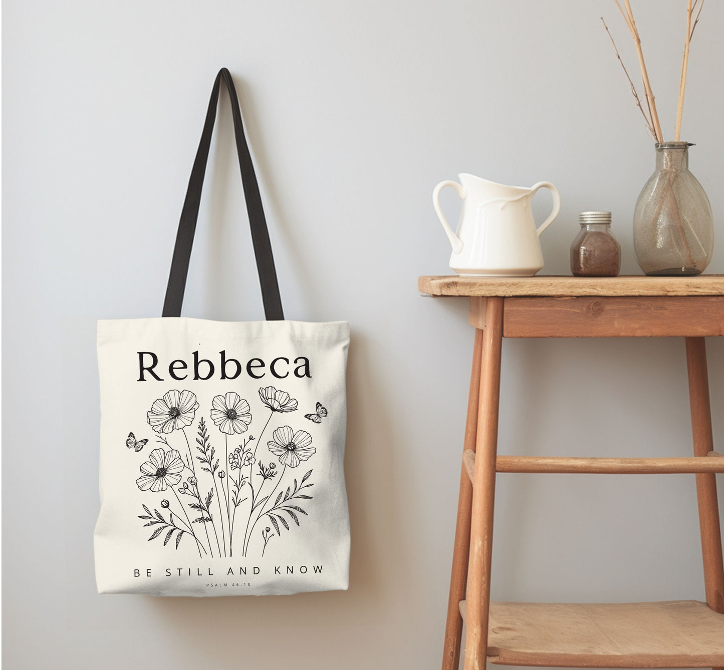 Personalized tote bag, Wildflower tote bag, Bible verse bag, Faith tote bag, Book lovers Bag, Personalized gift,  Bible study bag.