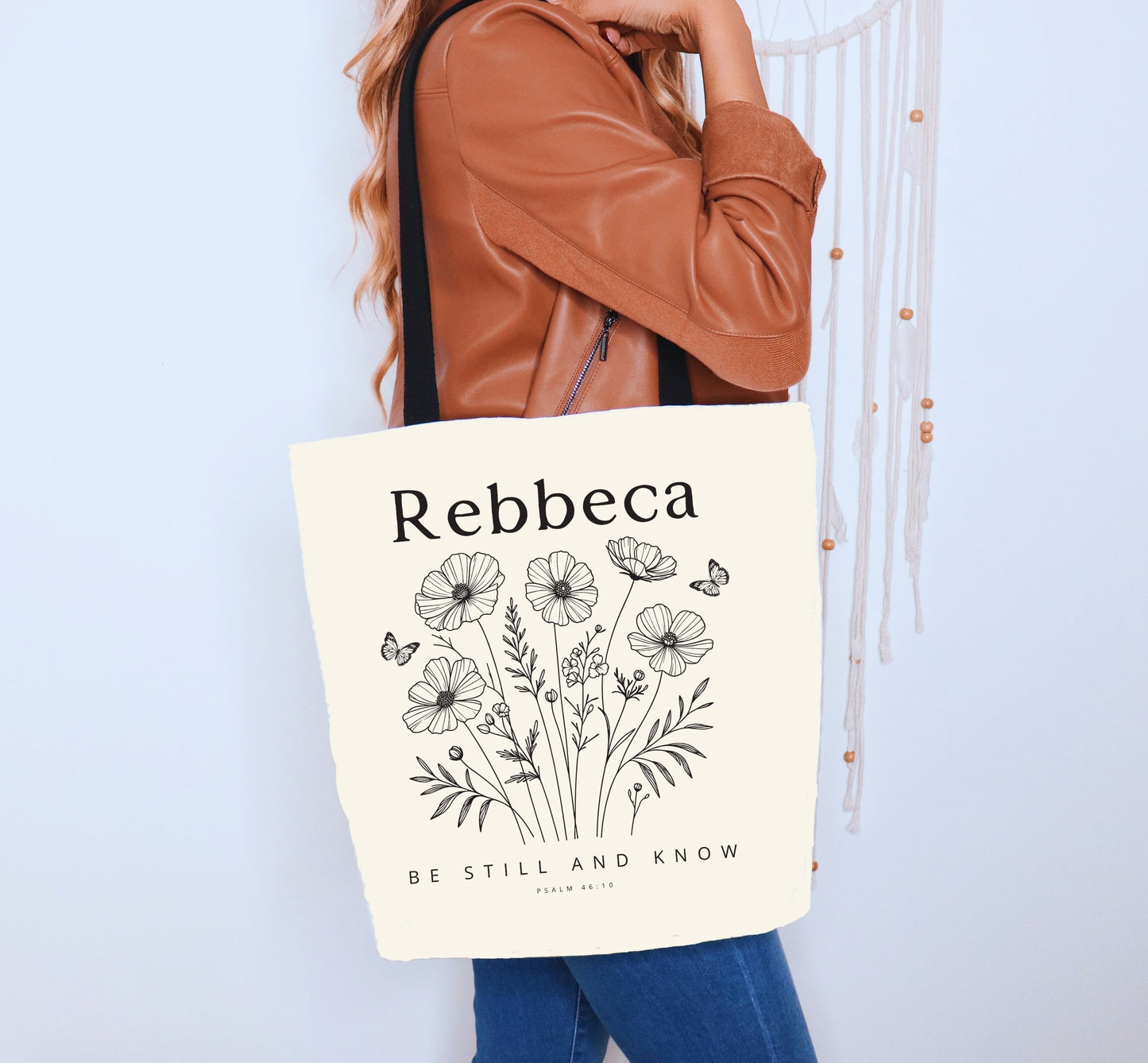 Personalized tote bag, Wildflower tote bag, Bible verse bag, Faith tote bag, Book lovers Bag, Personalized gift,  Bible study bag.