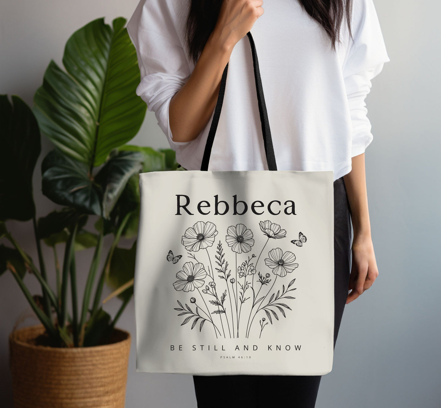 Personalized tote bag, Wildflower tote bag, Bible verse bag, Faith tote bag, Book lovers Bag, Personalized gift,  Bible study bag.