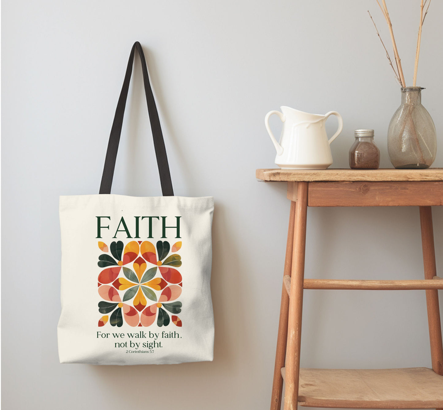 Christian tote bag, Faith Hope Love, Bible bag, Bible verse gift, Faith tote, Christian Girl gift, Baptism gift, Chruch bag, Scripture gift.