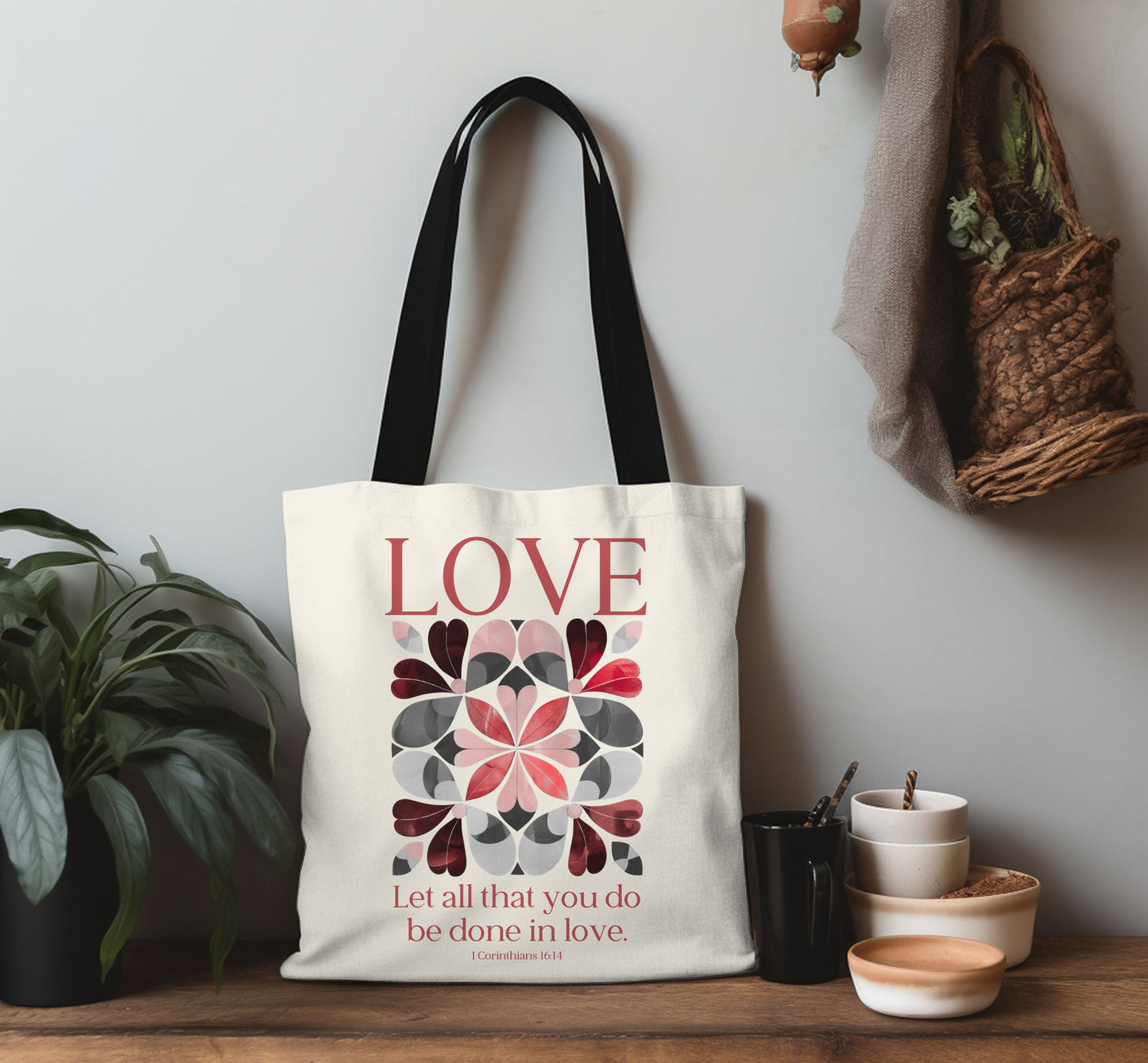 Christian tote bag, Faith Hope Love, Bible bag, Bible verse gift, Faith tote, Christian Girl gift, Baptism gift, Chruch bag, Scripture gift.
