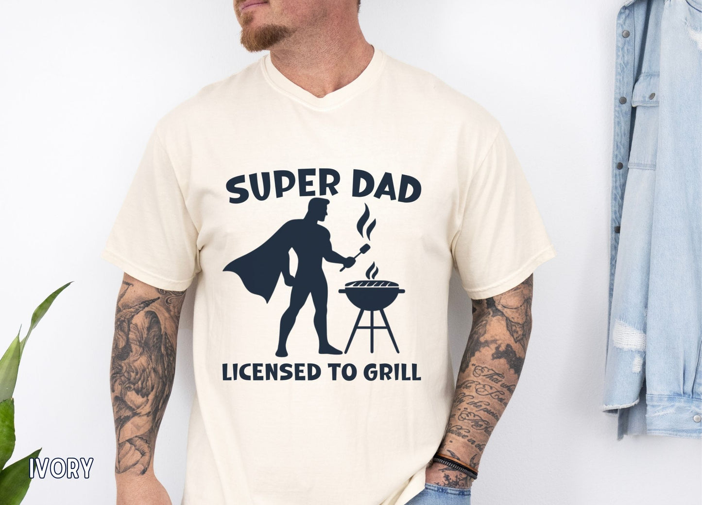 Super Dad Licensed to Grill Shirt, Funny Dad BBQ Tee, Father's Day Gift, Grill Master Dad Shirt, BBQ Dad Tee, Gift for Dad.