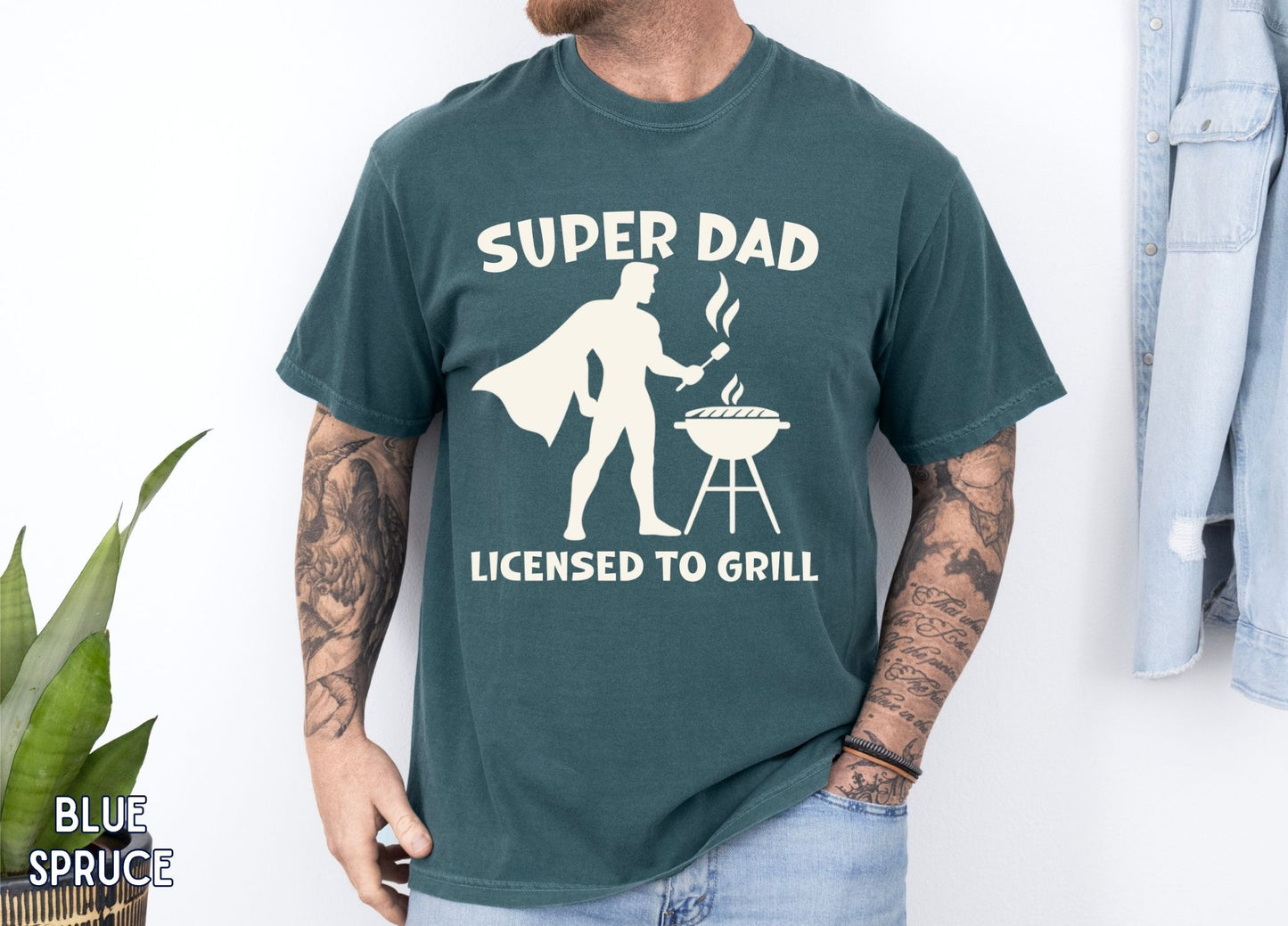 Super Dad Licensed to Grill Shirt, Funny Dad BBQ Tee, Father's Day Gift, Grill Master Dad Shirt, BBQ Dad Tee, Gift for Dad.
