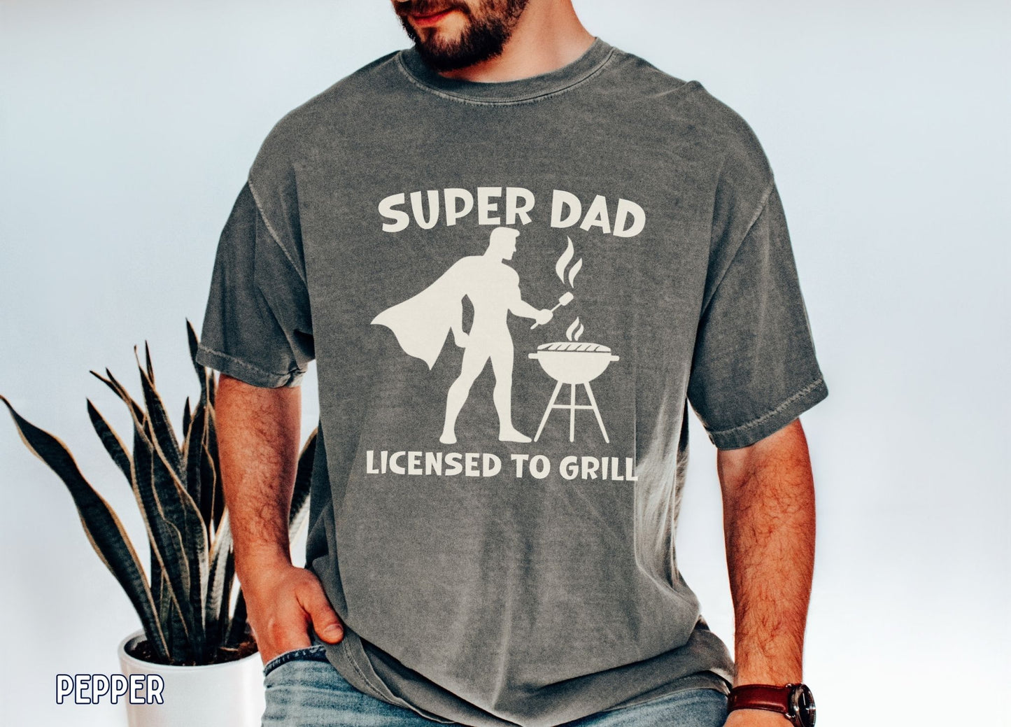 Super Dad Licensed to Grill Shirt, Funny Dad BBQ Tee, Father's Day Gift, Grill Master Dad Shirt, BBQ Dad Tee, Gift for Dad.