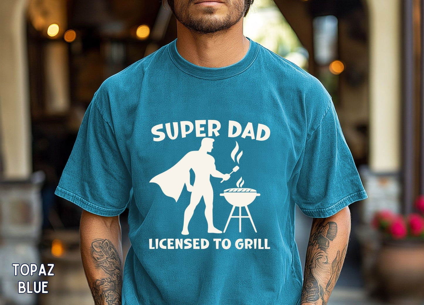 Super Dad Licensed to Grill Shirt, Funny Dad BBQ Tee, Father's Day Gift, Grill Master Dad Shirt, BBQ Dad Tee, Gift for Dad.