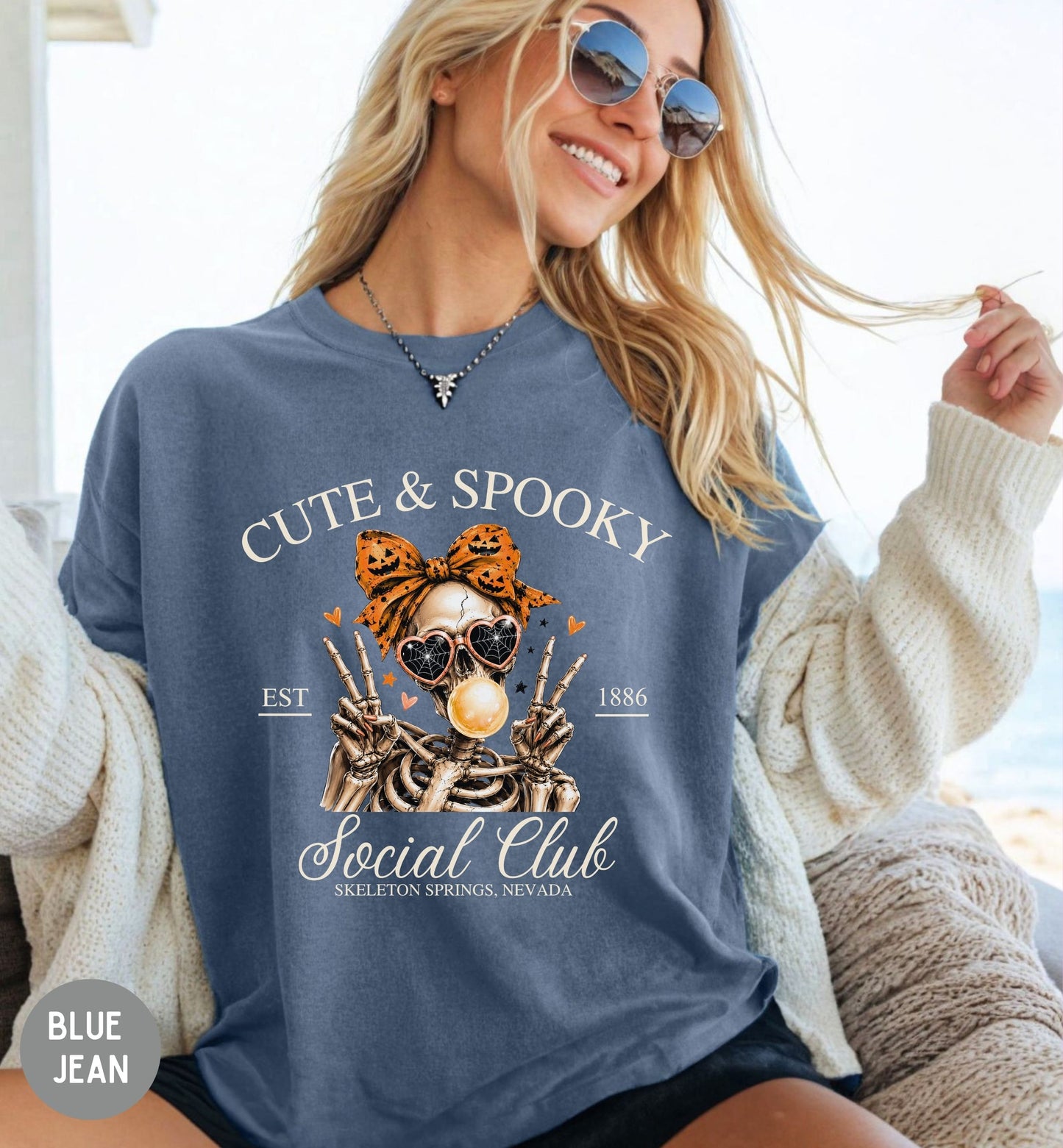 Cute & Spooky Social Club shirt, Halloween t-shirt, Skeleton shirt, Bow shirt, woman Halloween tee, October fall shirt, coquette Halloween.