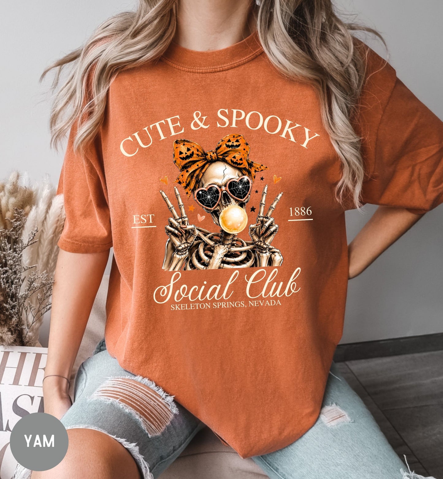 Cute & Spooky Social Club shirt, Halloween t-shirt, Skeleton shirt, Bow shirt, woman Halloween tee, October fall shirt, coquette Halloween.