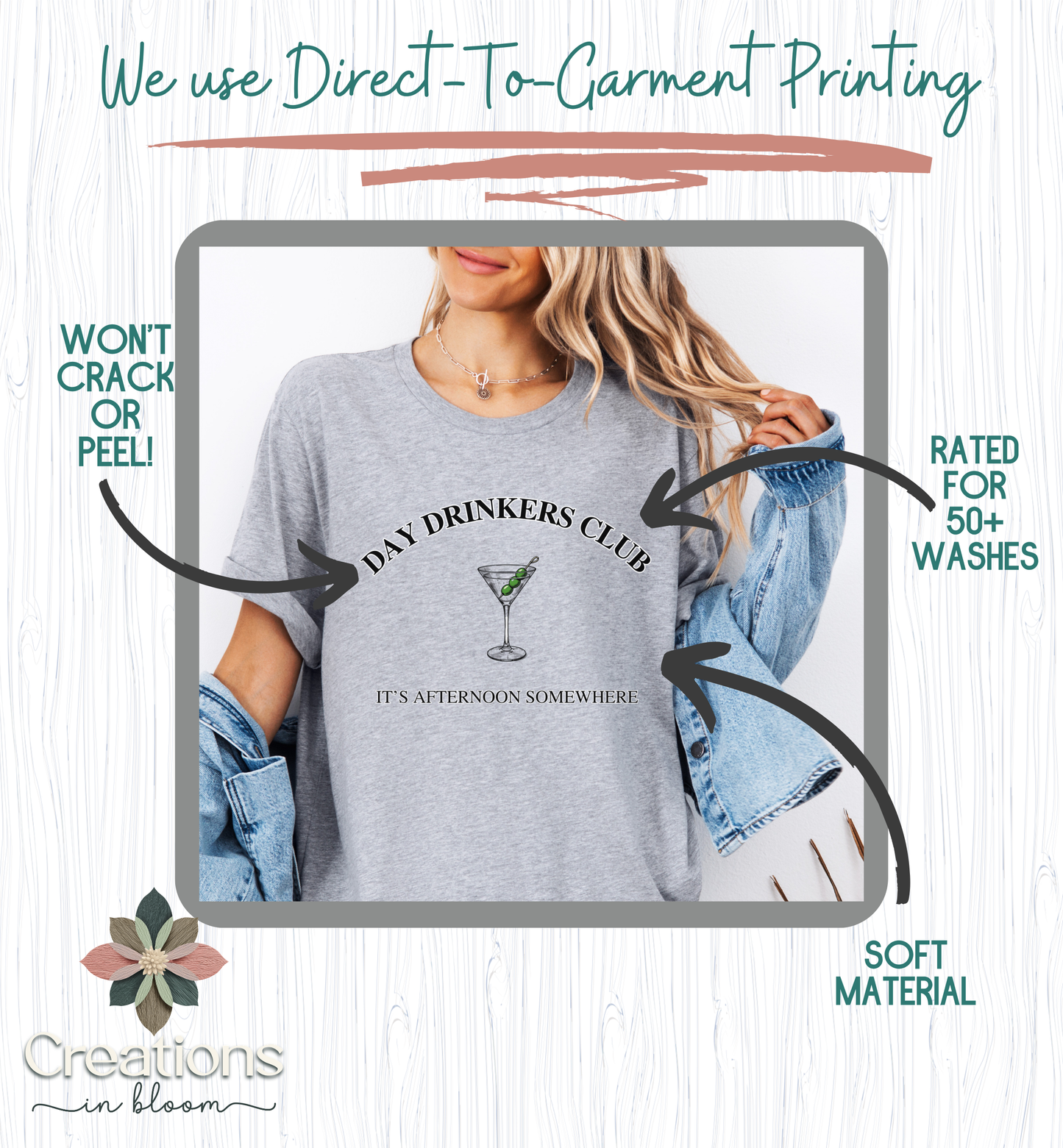 Day Drinkers Club Shirt | It's Afternoon Somewhere Tee | Funny Cocktail Shirt | Martini Lover Gift | Girls Trip & Vacation Shirt