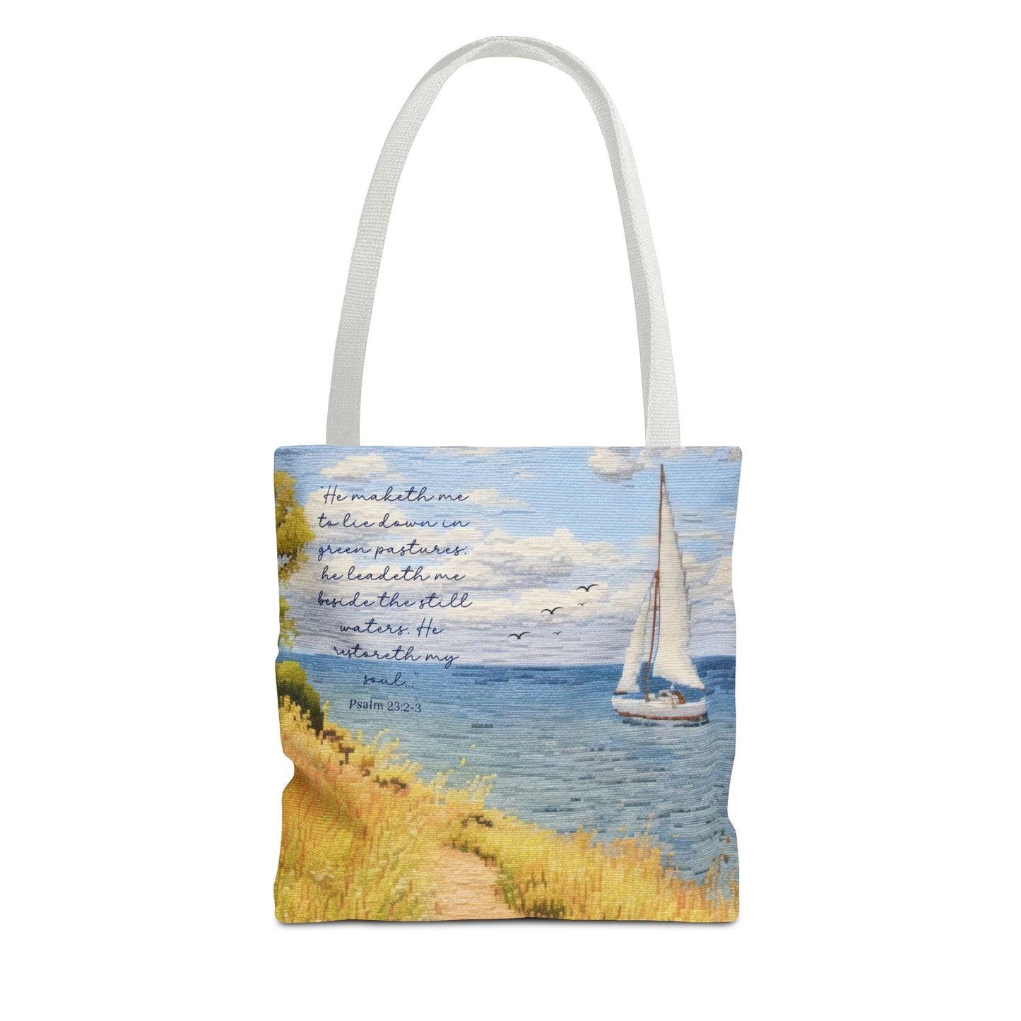 Psalm 23, Bible study tote bag, Christian tote, Weekender bag , Scripture tote , Beach tote bag, Coastal tote, Church bag, Gift for Friend.