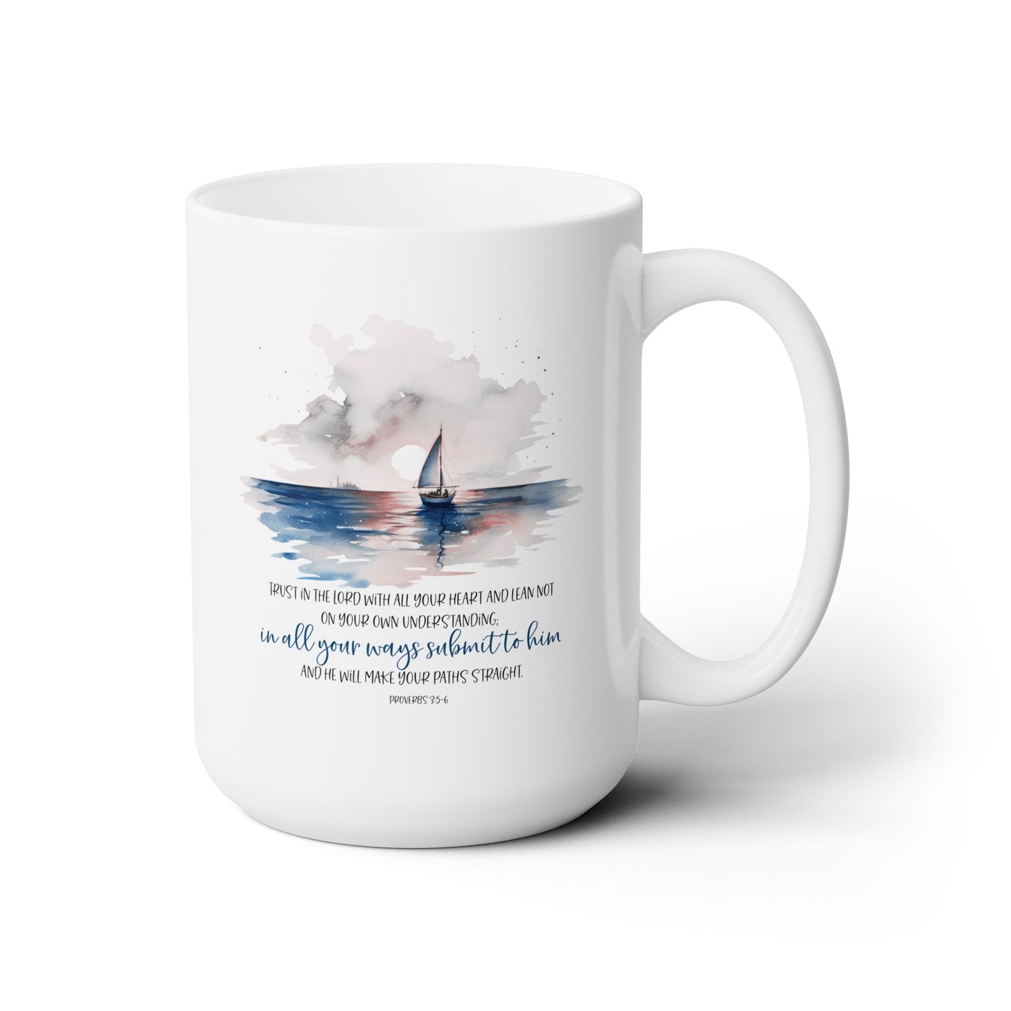 Proverbs 3:5-6 coffe mug, Sailing mug, Bible verse mug, inspirational Christian Faith mug, religious gift, sea lovers mug, gift for boater.