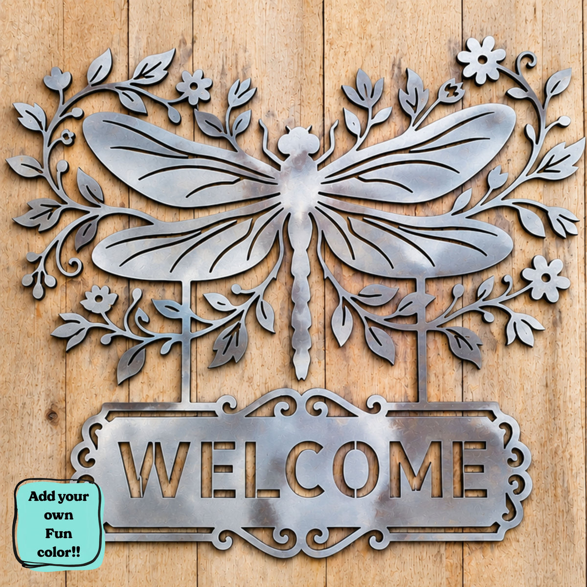 Dragonfly Metal Welcome Sign, Personalized Garden Sign, Custom Address Sign, Family Name Sign, Outdoor Metal Garden Decor, Housewarming Gift