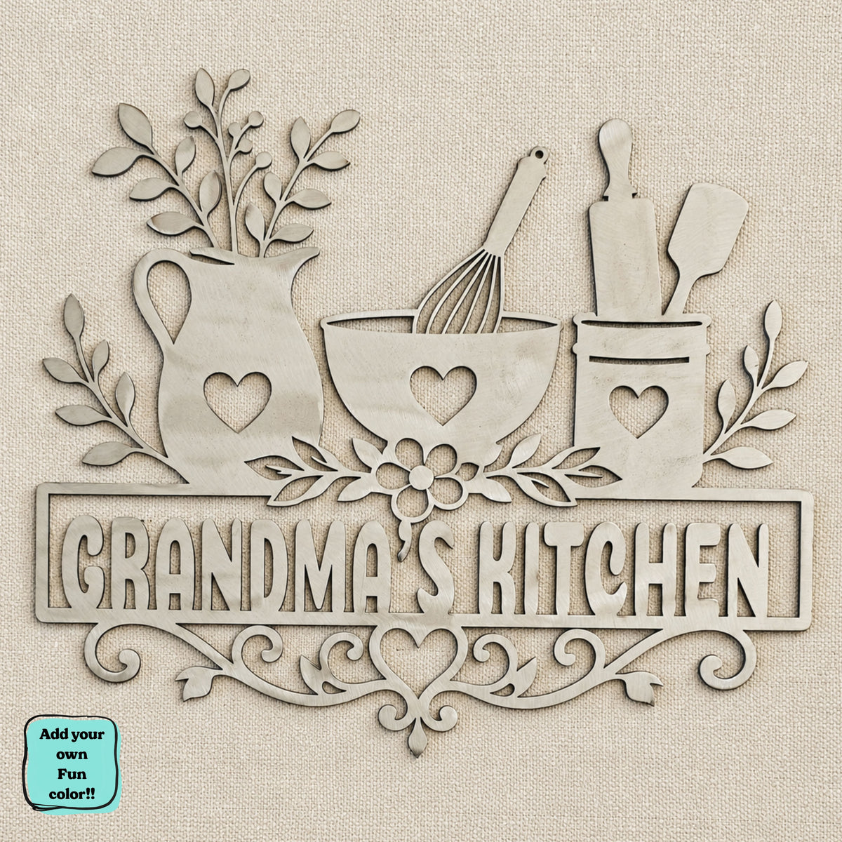 Personalized Kitchen Metal Sign, Custom Grandma Nana Kitchen Decor, Farmhouse Wall Art, Gift for Mom, Personalized Kitchen Gift, Home decor.