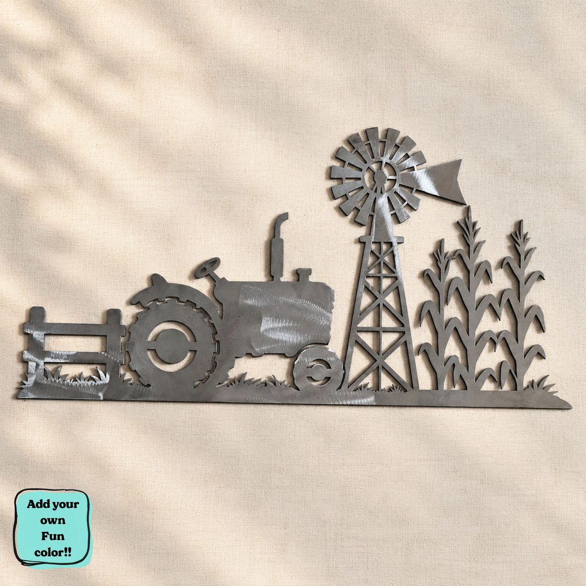 Farm Tractor Metal Wall Art, Rustic Farmhouse Decor, Windmill Sign, Farmer Gift, Country Home Decor, Farm Nursery sign, Farmer gifts.