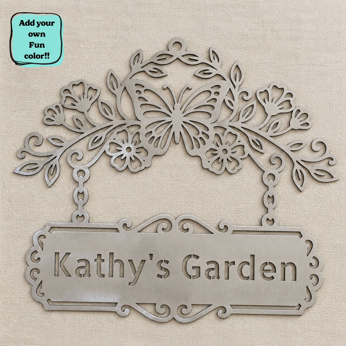 Personalized Butterfly Metal Sign, Custom Garden Sign, Floral Welcome Sign, House Number Sign, Family Name Decor, Housewarming Gift.