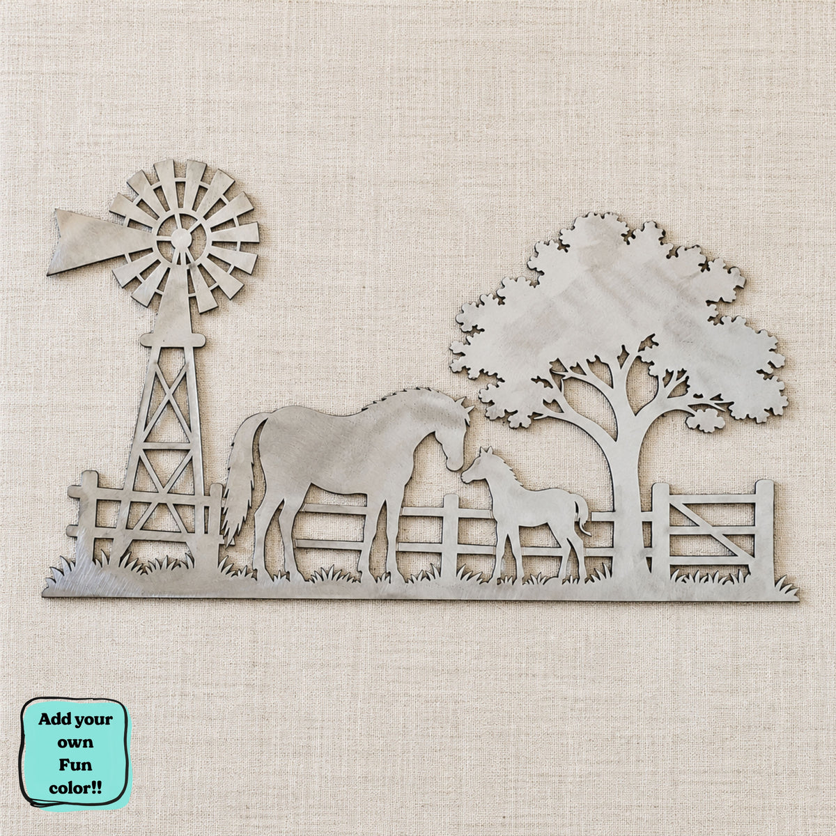 Horse and Foal Metal Wall Art, Farmhouse Horse Decor, Rustic Ranch Sign, Western Country Wall Art, Horse Lover Gift