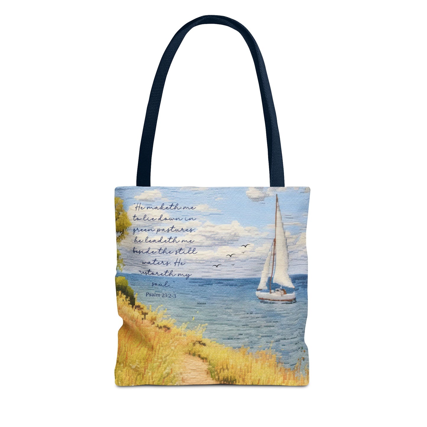 Psalm 23, Bible study tote bag, Christian tote, Weekender bag , Scripture tote , Beach tote bag, Coastal tote, Church bag, Gift for Friend.
