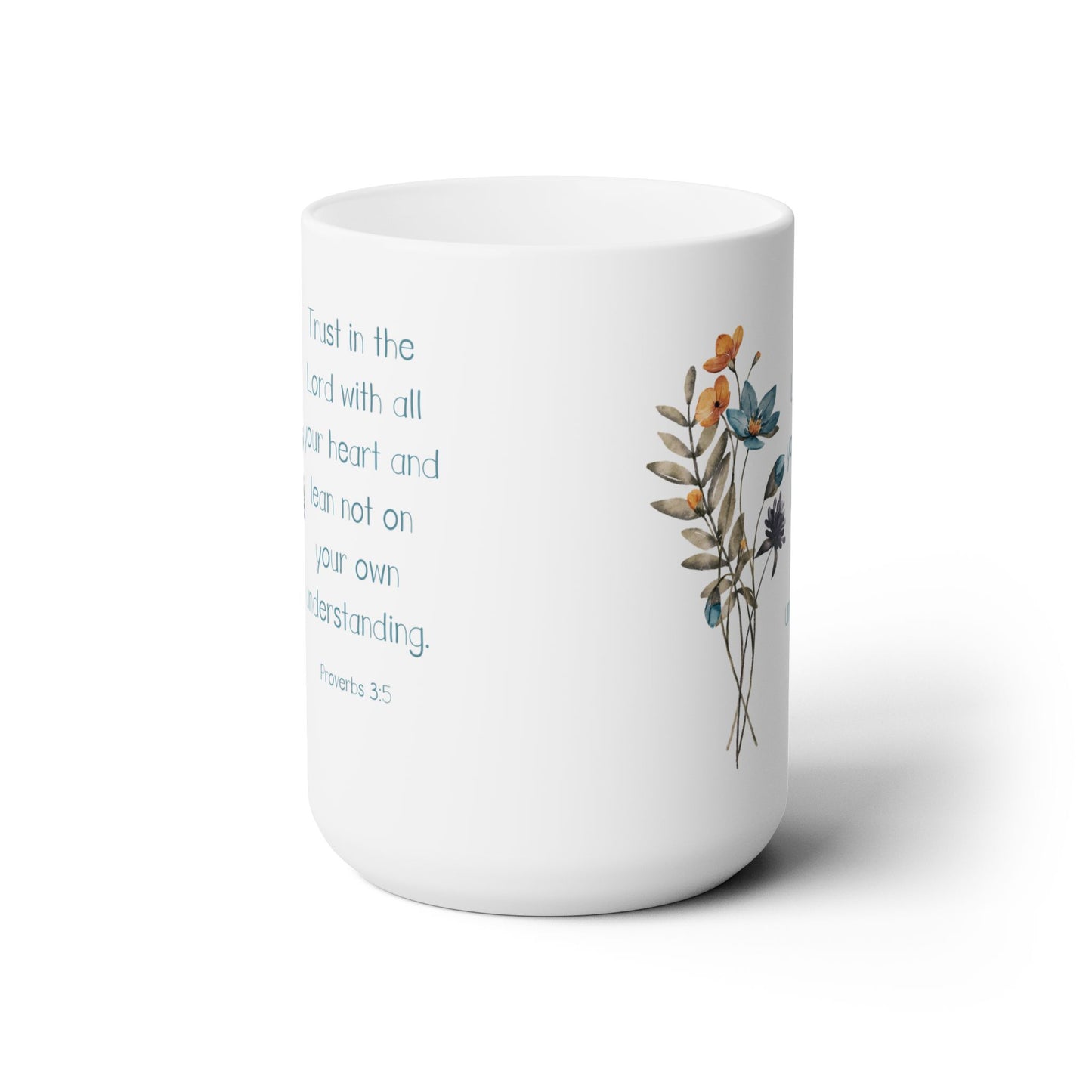 Trust in the Lord Christian coffee mug, Proverbs 3, bible verse, Faith gifts for women, Floral mug for mom, Mothers day or birthday gift.
