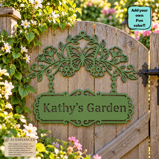 Personalized Butterfly Metal Sign, Custom Garden Sign, Floral Welcome Sign, House Number Sign, Family Name Decor, Housewarming Gift.
