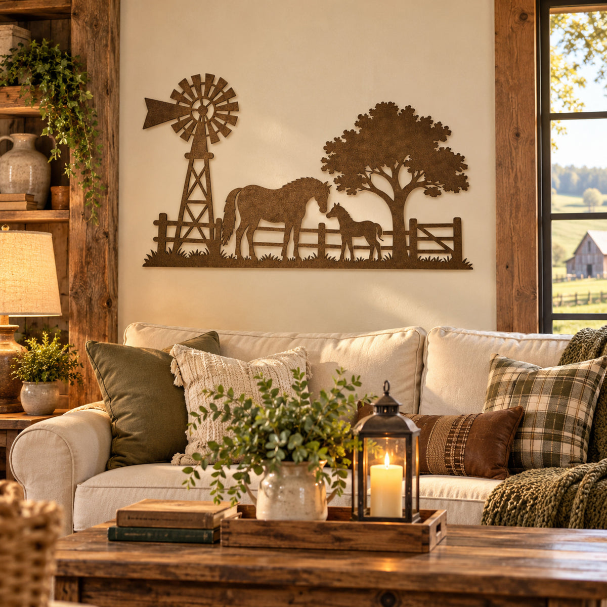 Horse and Foal Metal Wall Art, Farmhouse Horse Decor, Rustic Ranch Sign, Western Country Wall Art, Horse Lover Gift